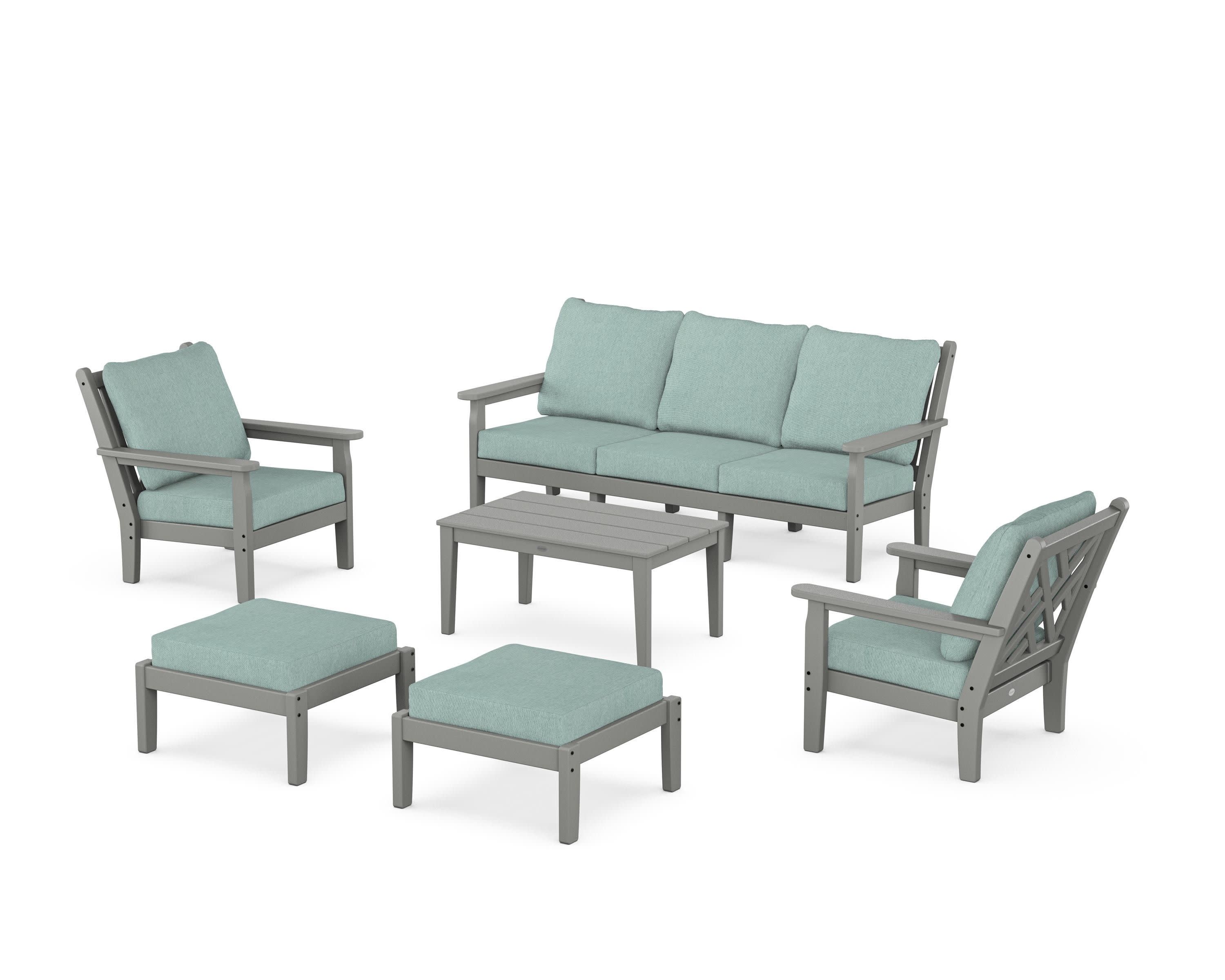 Chippendale 6-Piece Lounge Sofa Set in Slate Grey / Glacier Spa