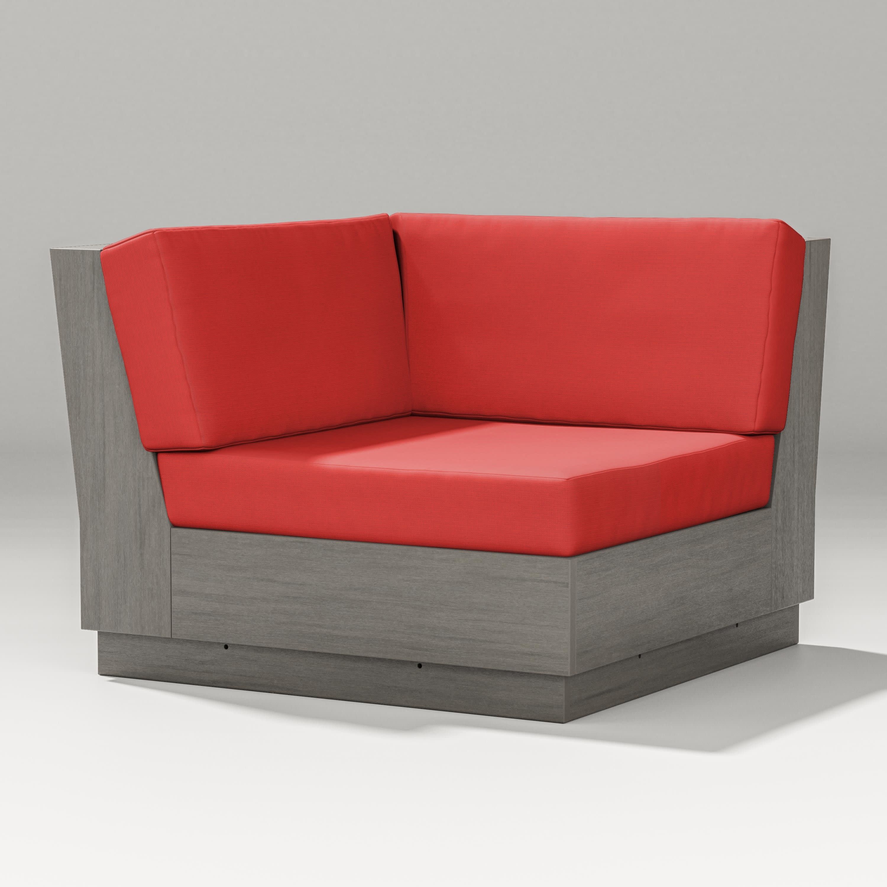 Elevate Modular Corner Chair in Driftwood / Crimson Linen