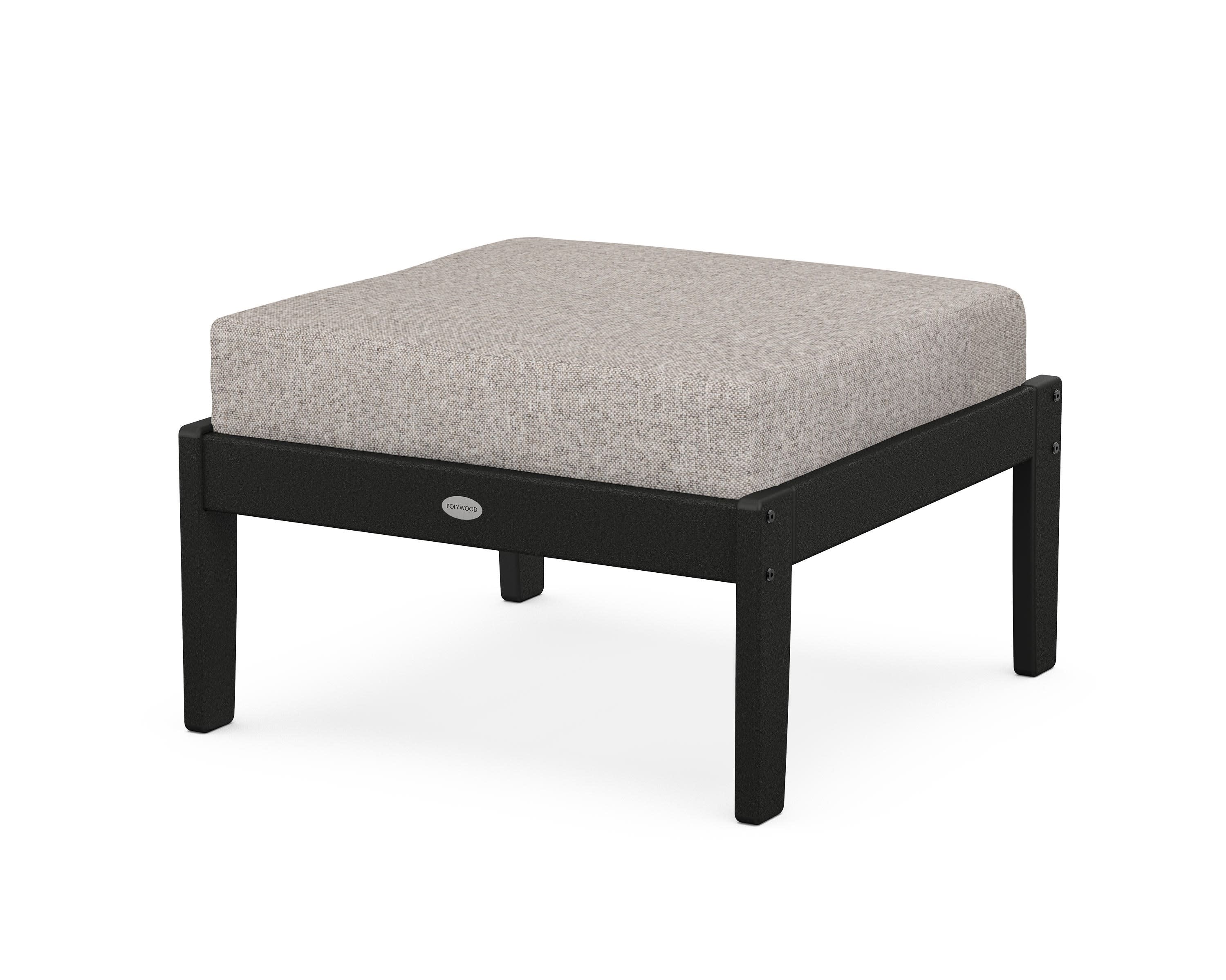 Braxton Deep Seating Ottoman in Black / Weathered Tweed