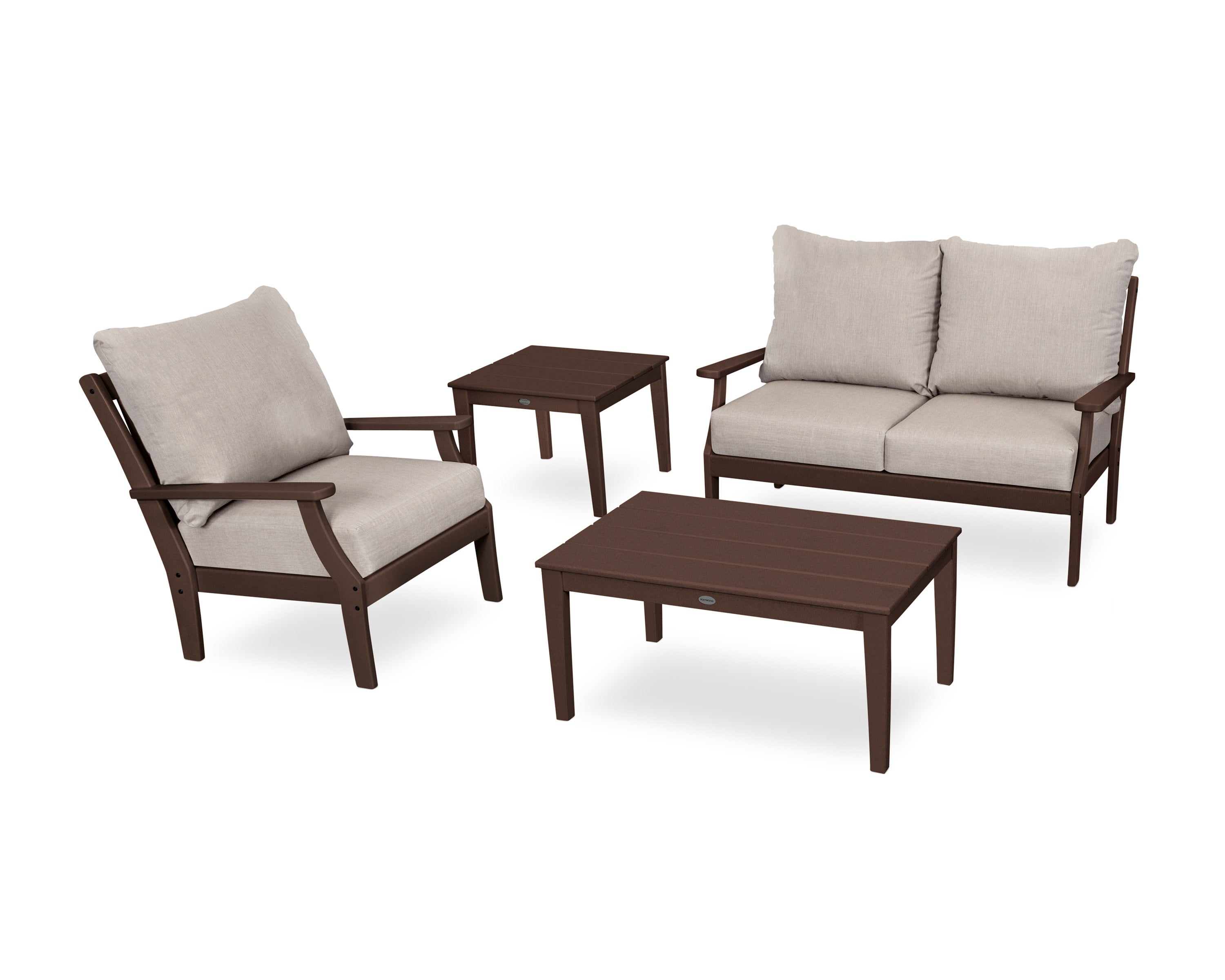 Braxton 4-Piece Deep Seating Set in Mahogany / Cast Ash