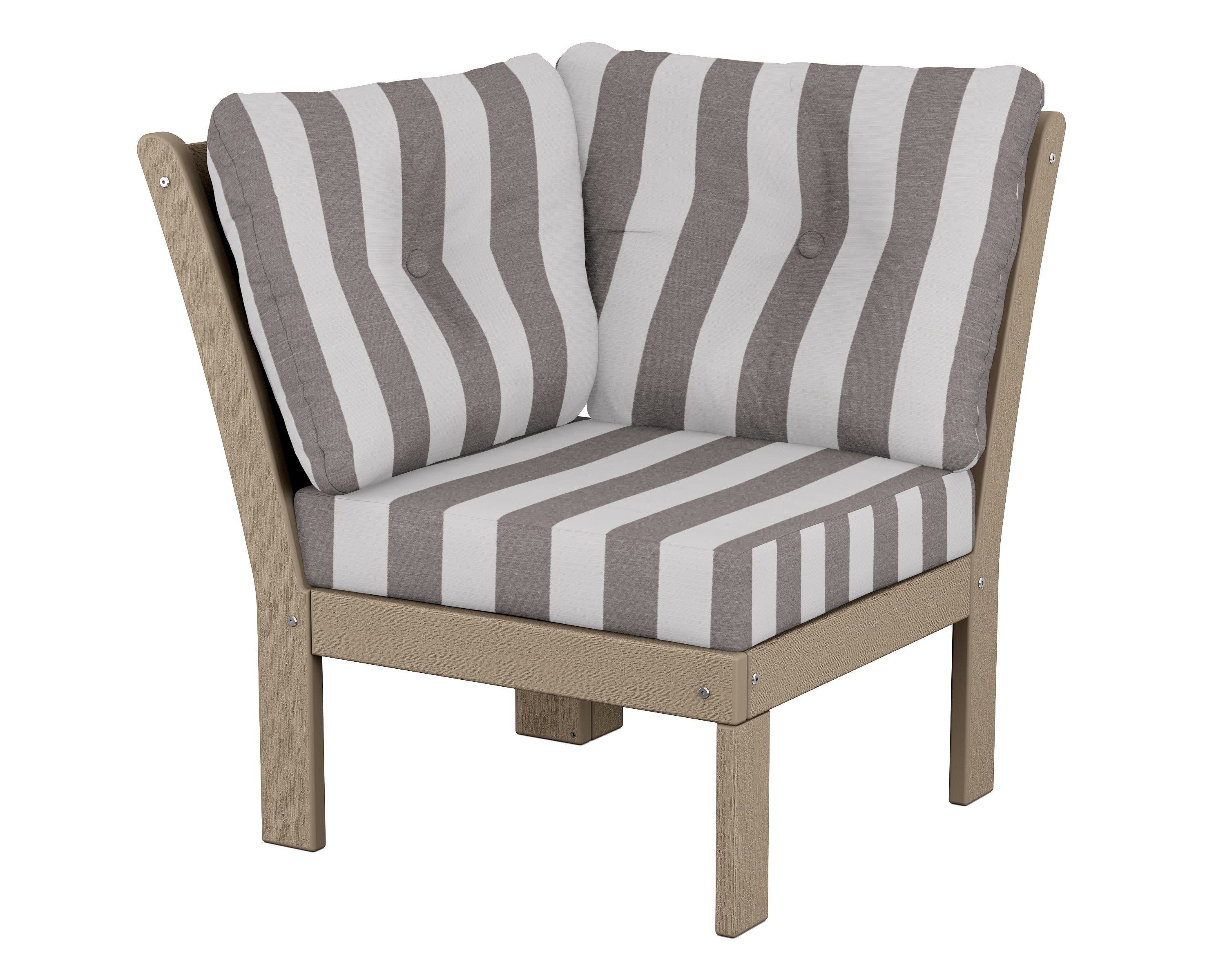Vineyard Modular Corner Chair in Vintage Sahara / Cabana Stripe Grey Mist