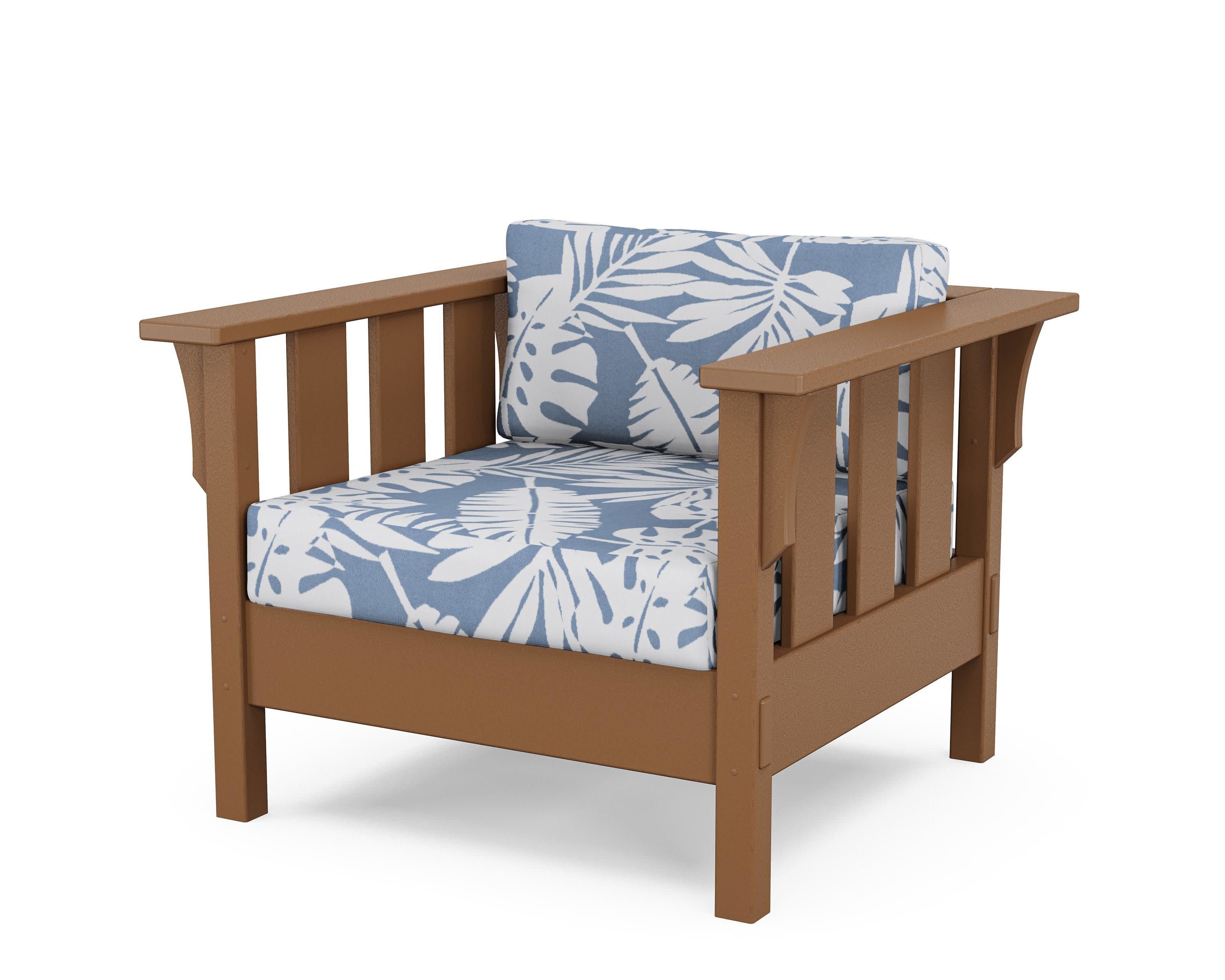 Acadia Deep Seating Chair in Teak / Leaf Sky Blue