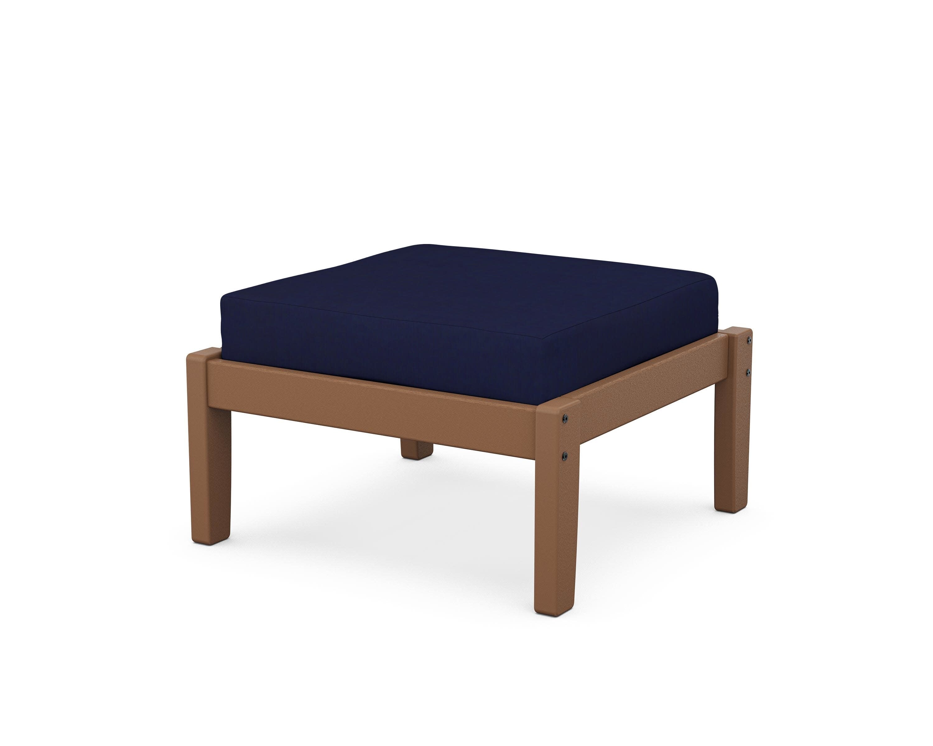 Deep Seating Ottoman in Teak / Navy