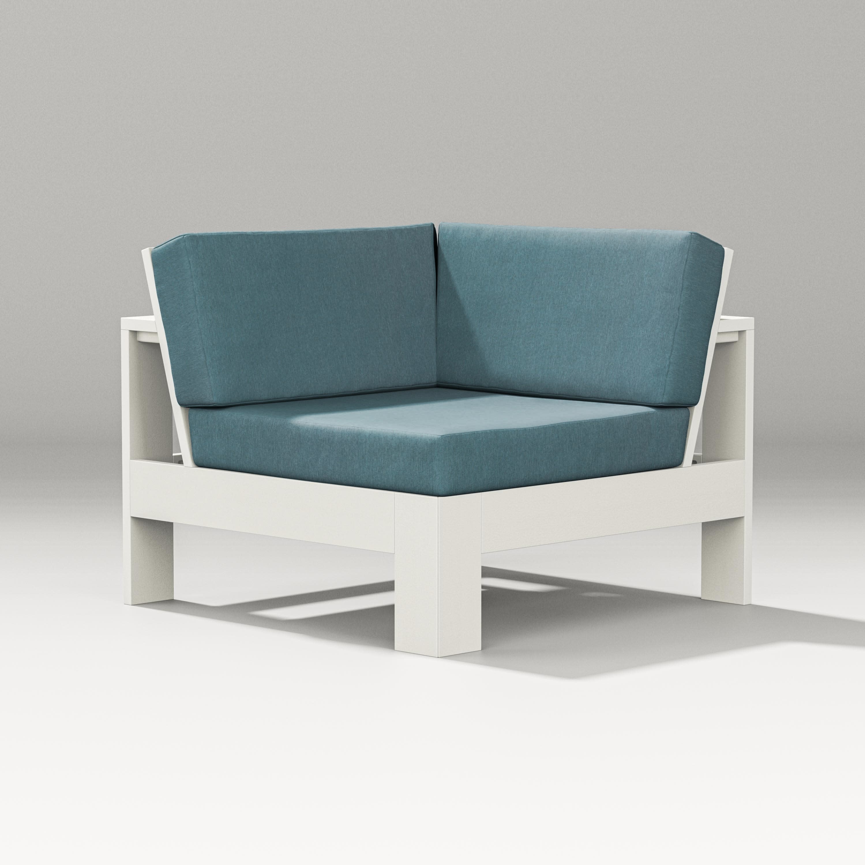 Latitude Modular Corner Chair in Vintage White / Ocean Teal