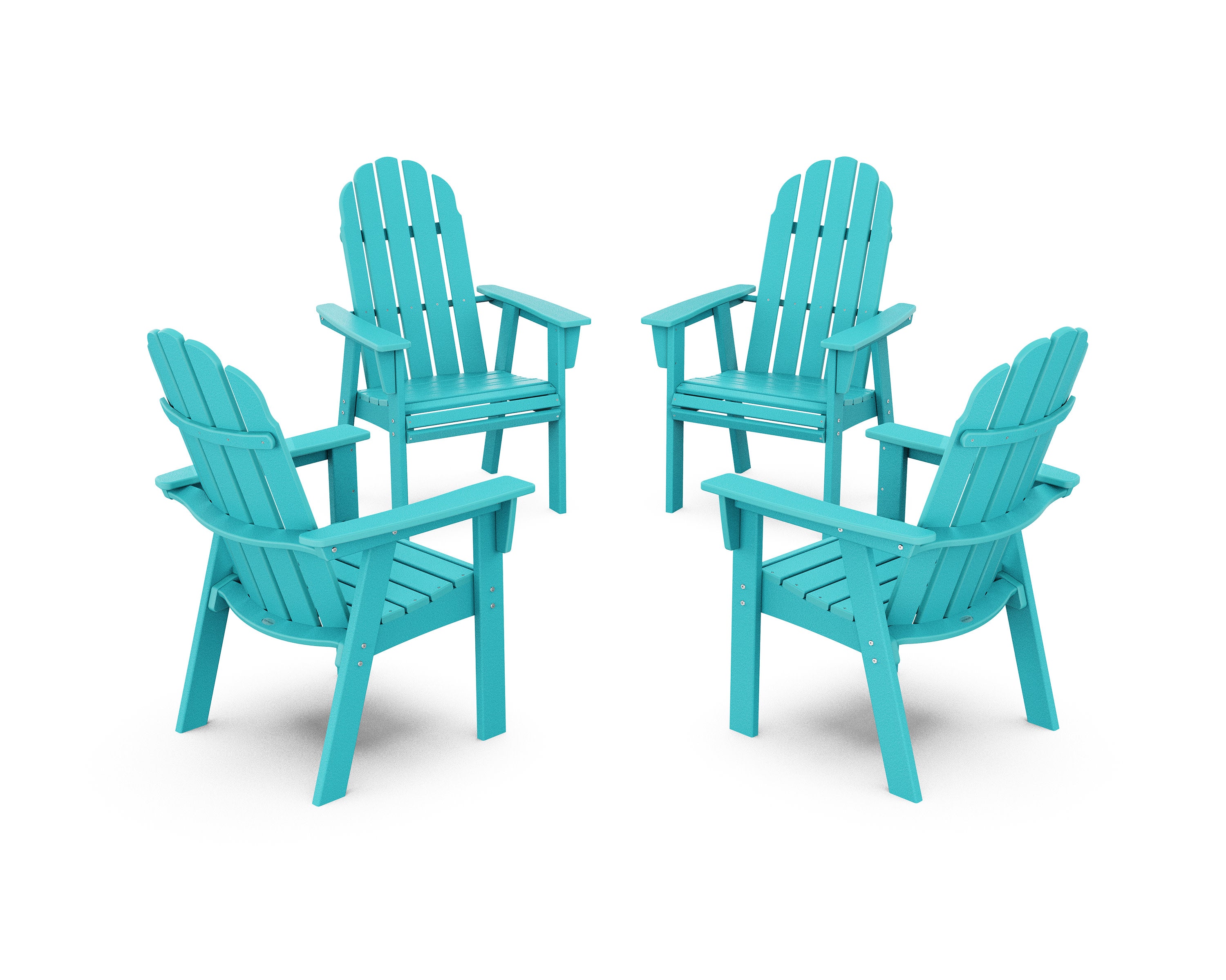 Vineyard 4-Piece Curveback Upright Adirondack Conversation Set in Aruba