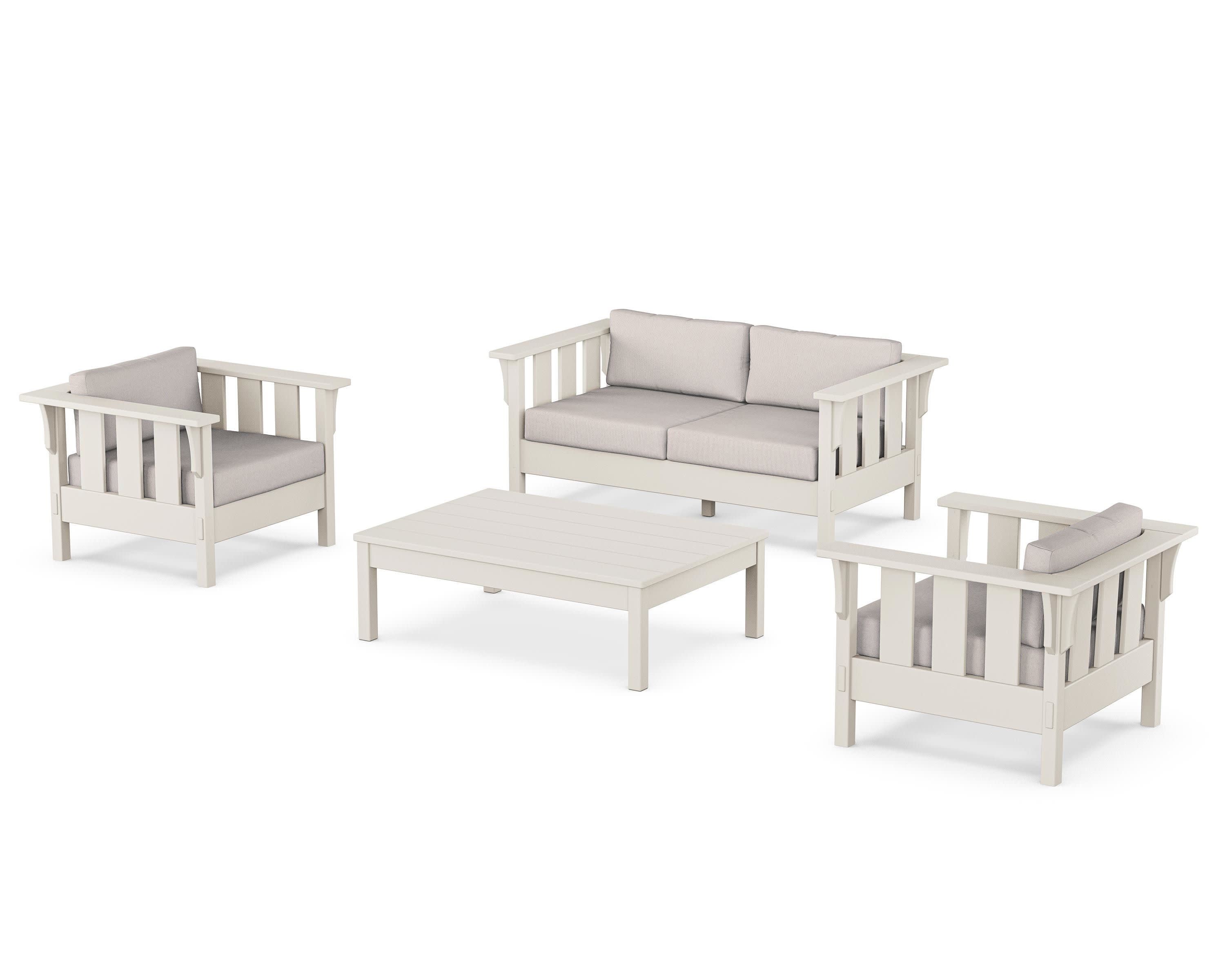 Acadia 4-Piece Deep Seating Set with Loveseat in Sand / Dune Burlap