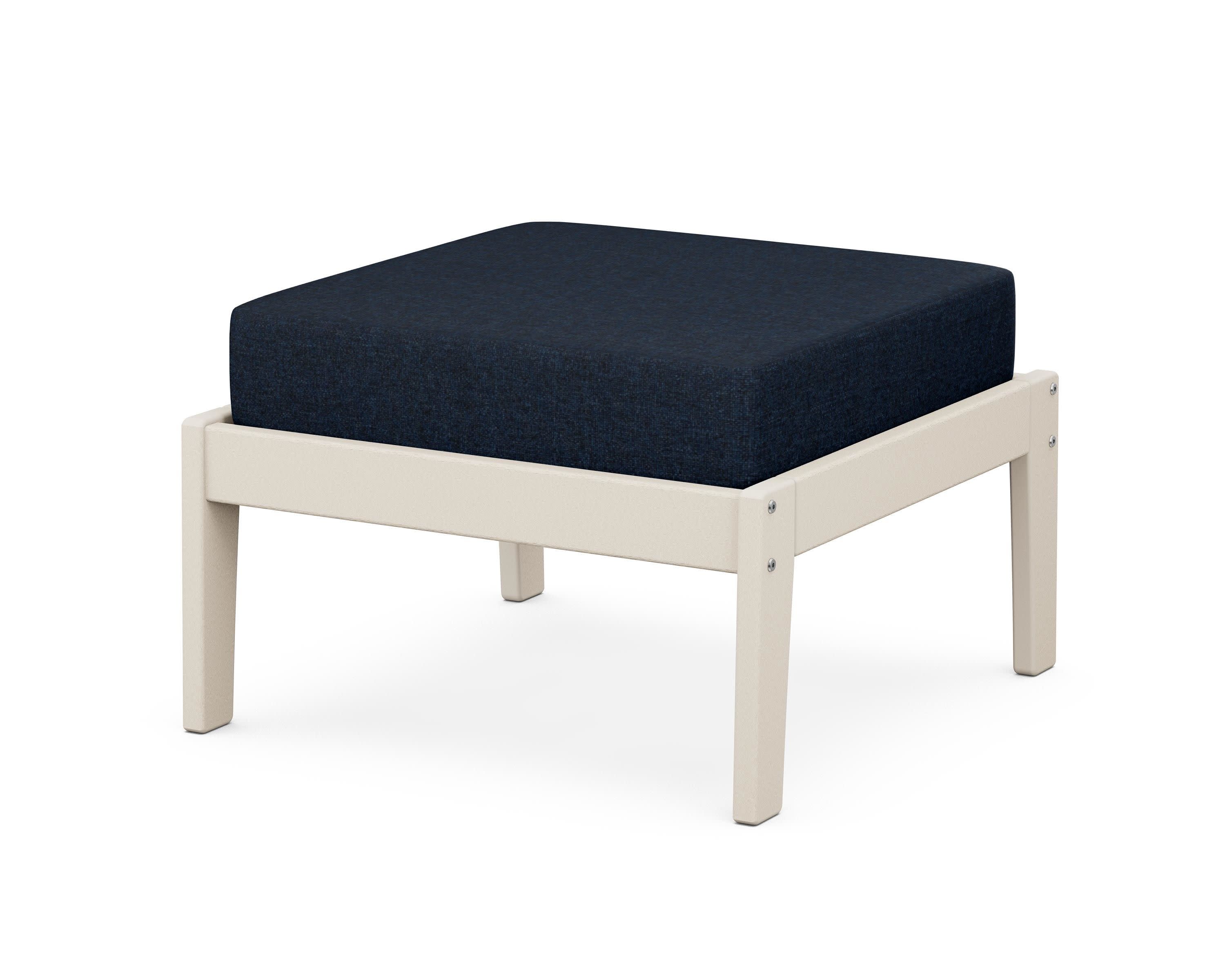 Deep Seating Ottoman in Sand / Marine Indigo