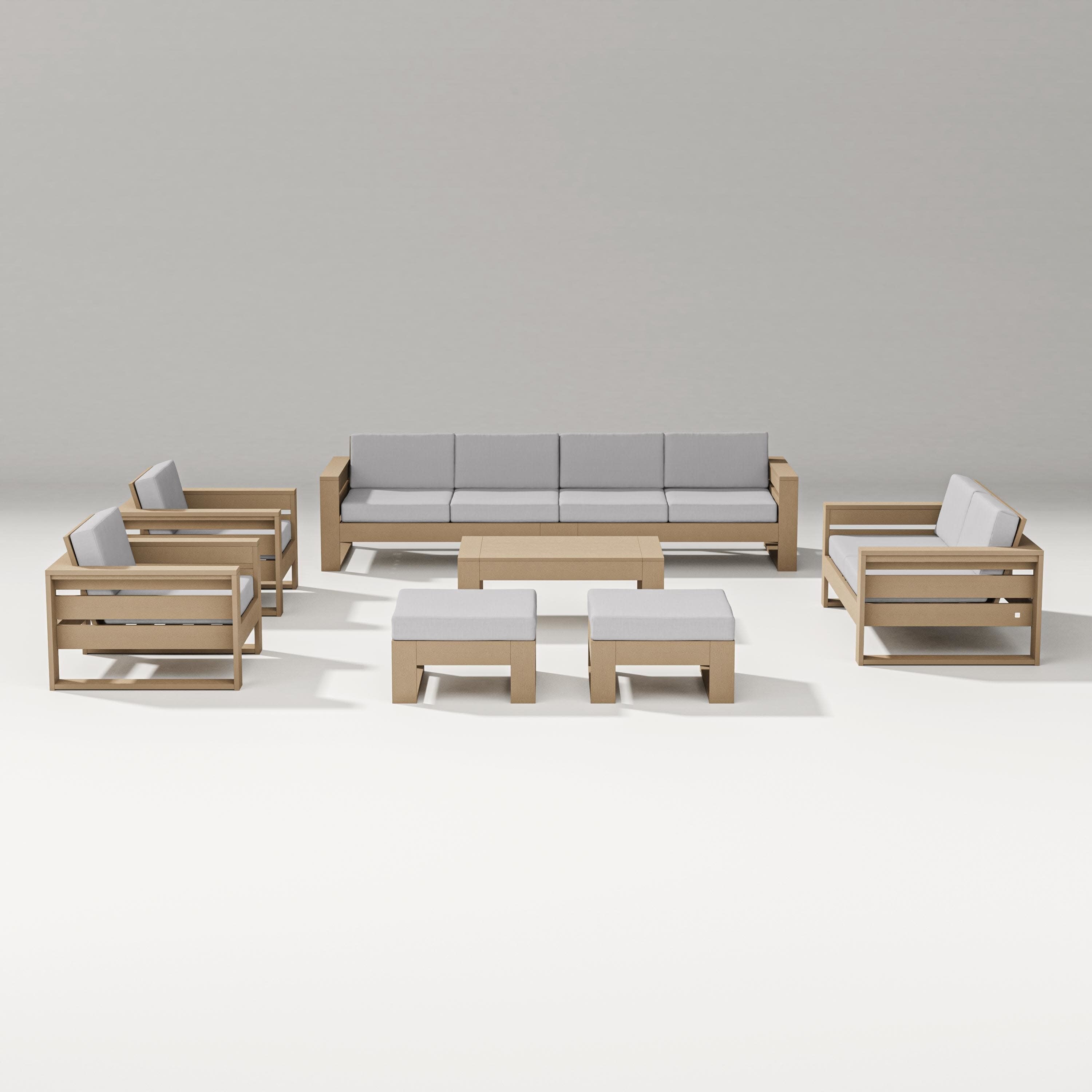 Latitude 8-Piece Lounge Sofa Set in Vintage Sahara / Granite