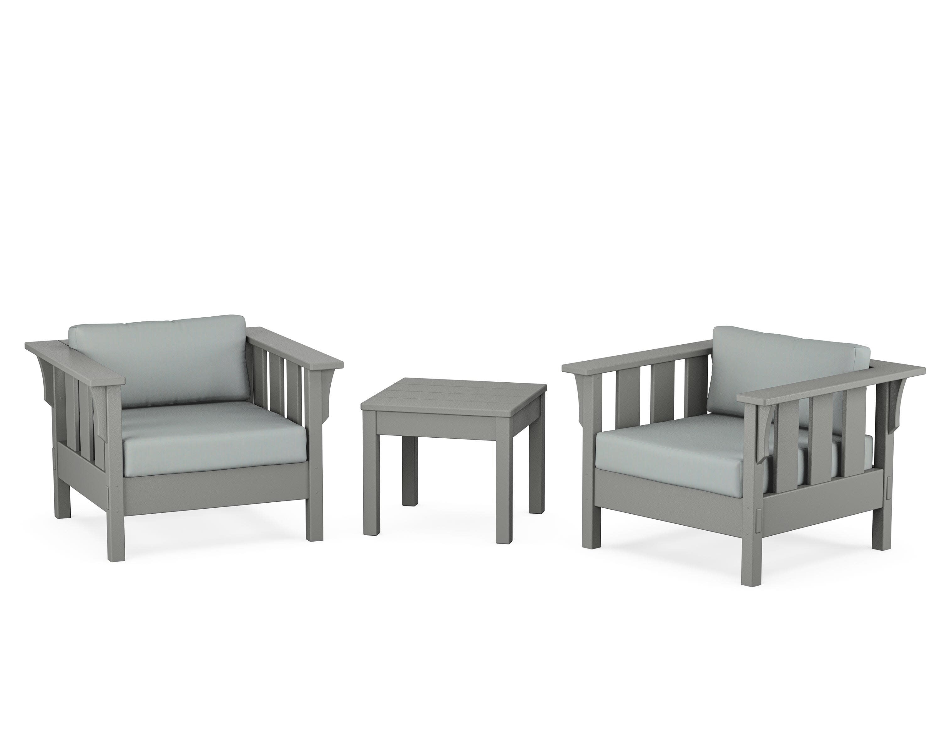 Acadia 3-Piece Deep Seating Set in Slate Grey / Spa