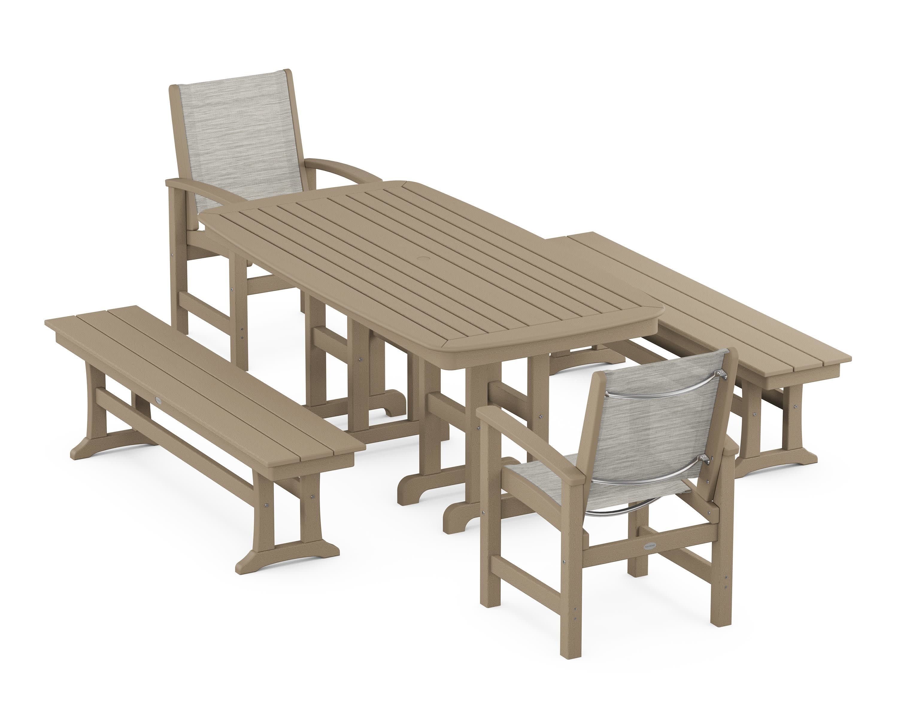 Coastal 5-Piece Dining Set in Vintage Sahara / Birch Sling