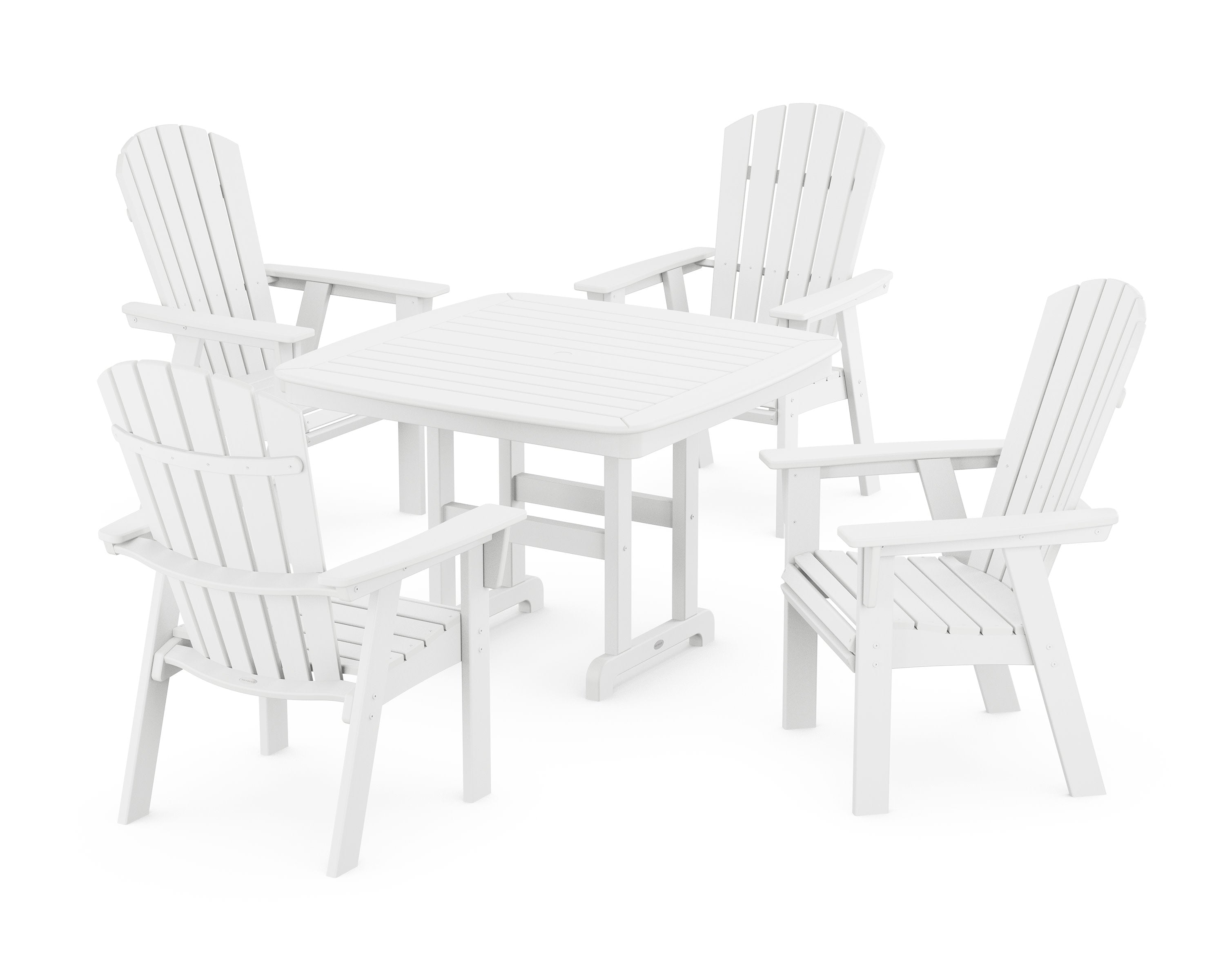 Nautical Curveback Adirondack 5-Piece Dining Set in White