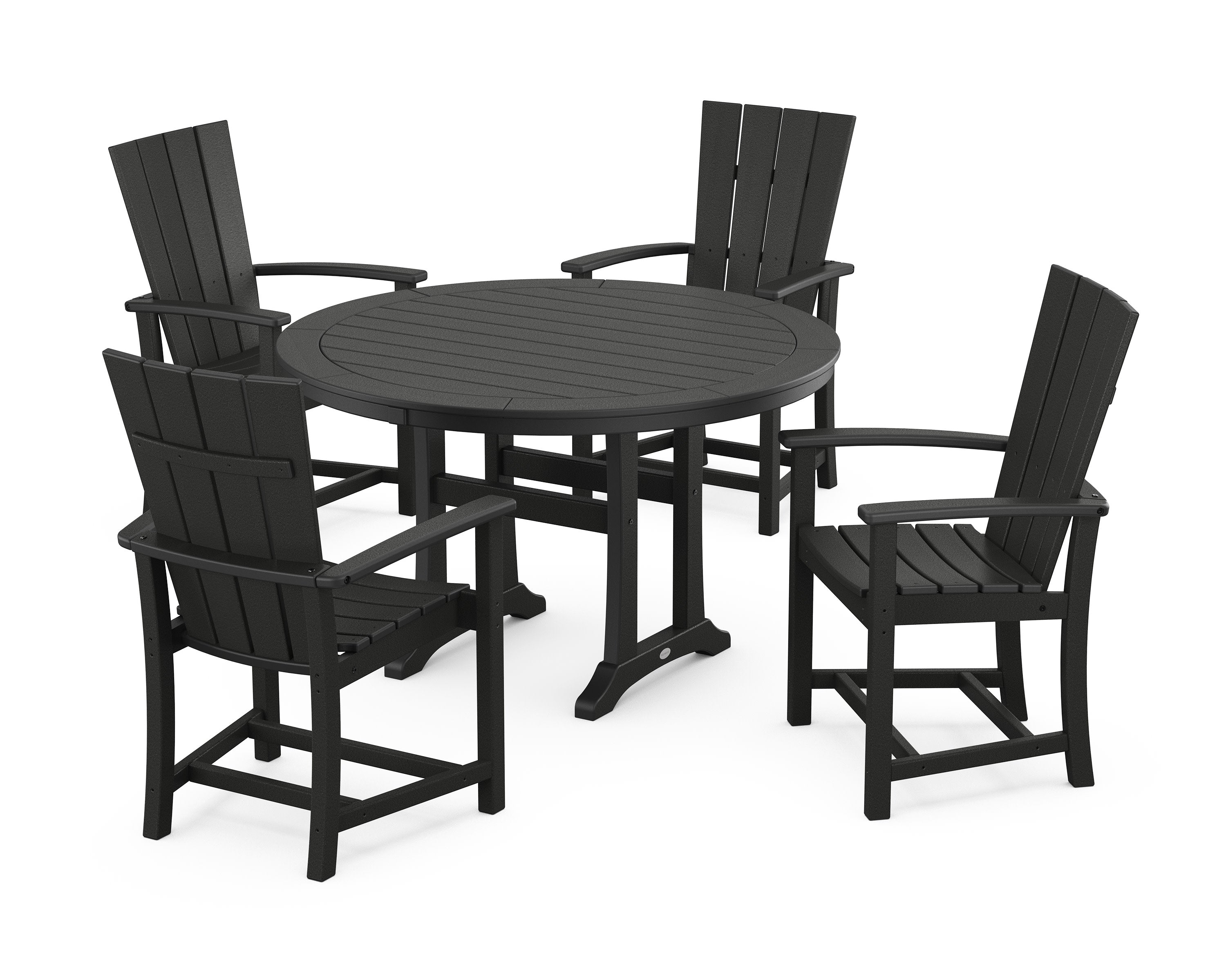 Quattro 5-Piece Round Dining Set with Trestle Legs in Black