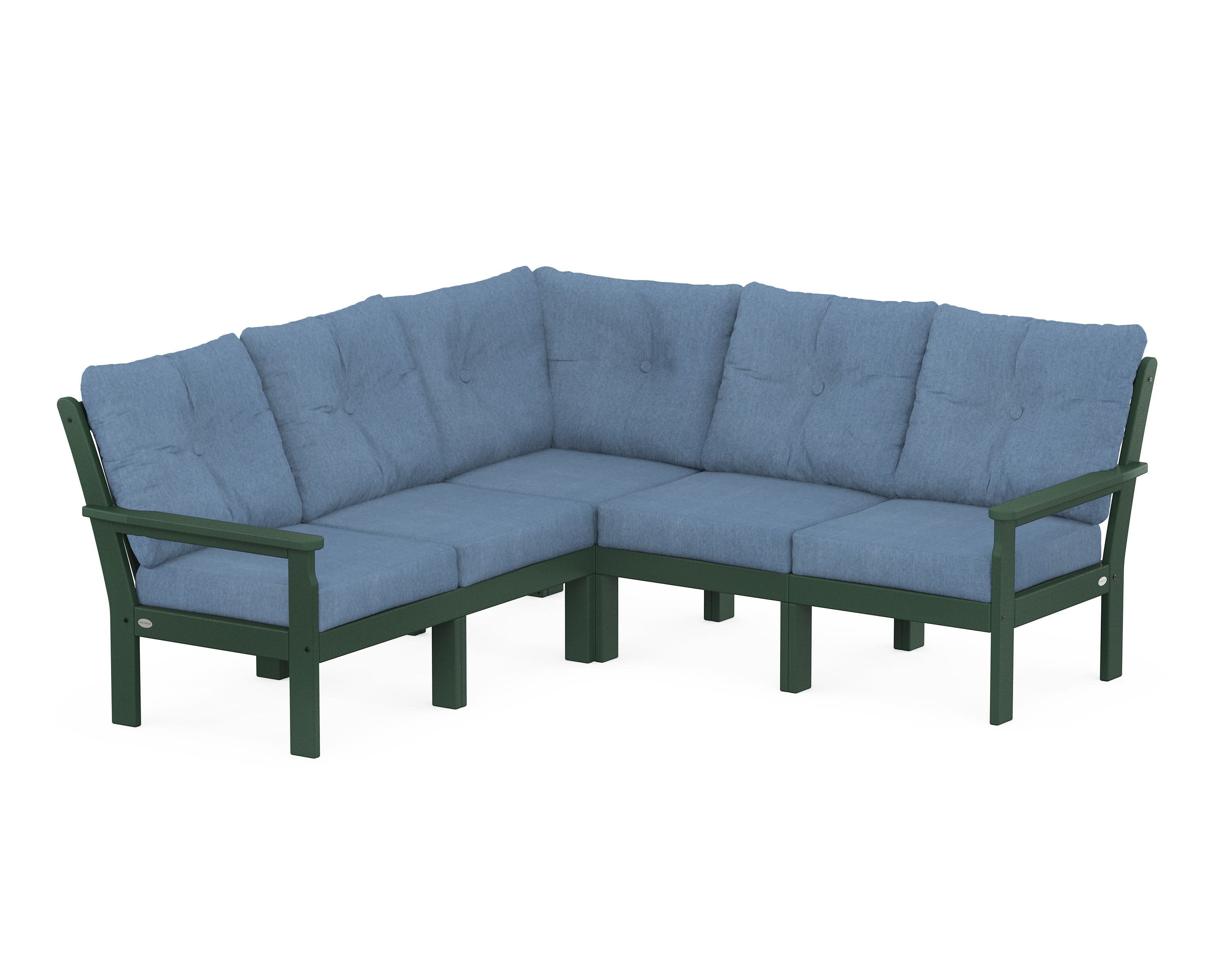 Vineyard 5-Piece Sectional in Green / Sky Blue