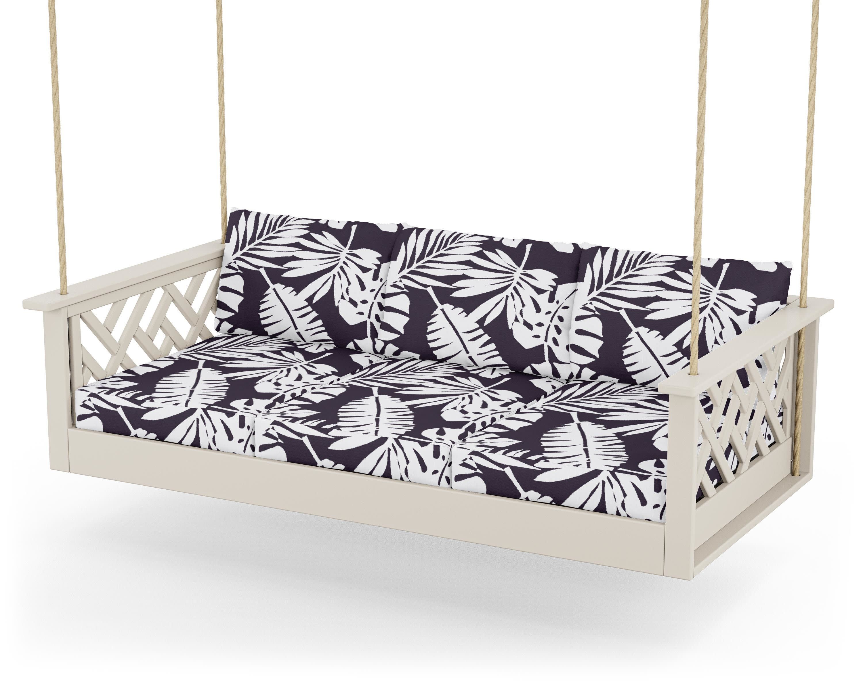 Chippendale Daybed Swing in Sand / Leaf Navy