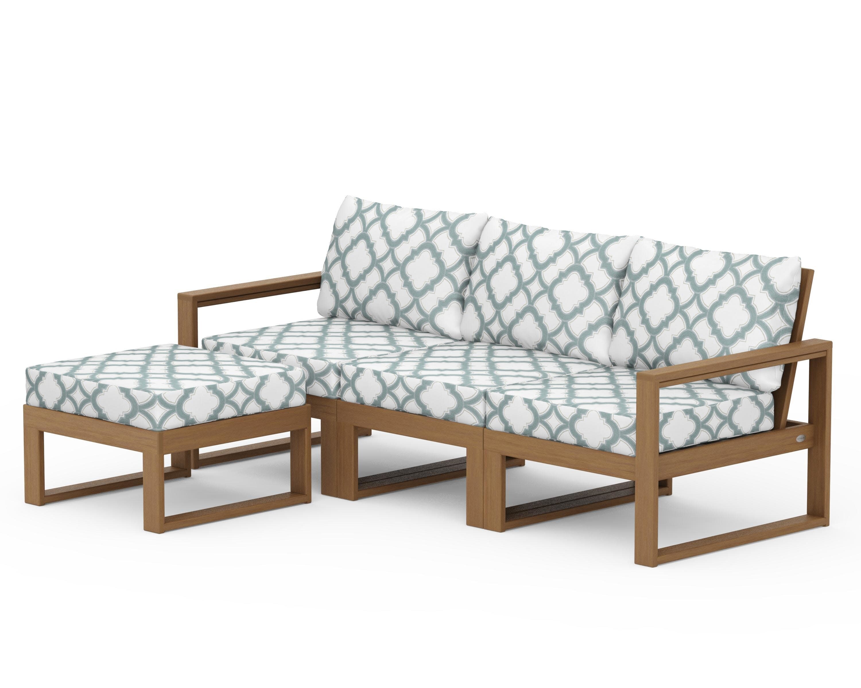 EDGE 4-Piece Modular Deep Seating Set with Ottoman in Natural / Trellis Glacier Spa