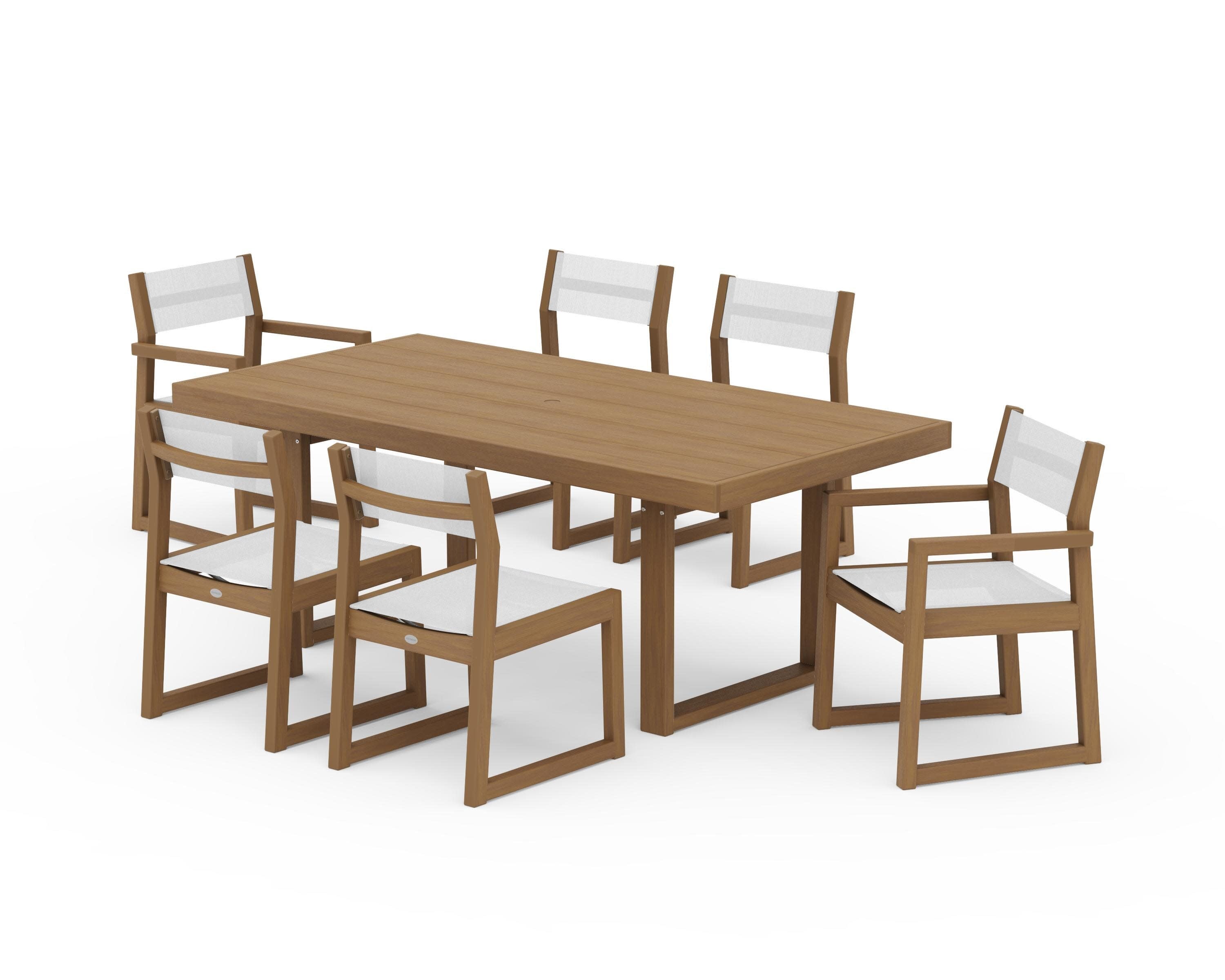 EDGE Sling 7-Piece Dining Set in Natural / White Sling