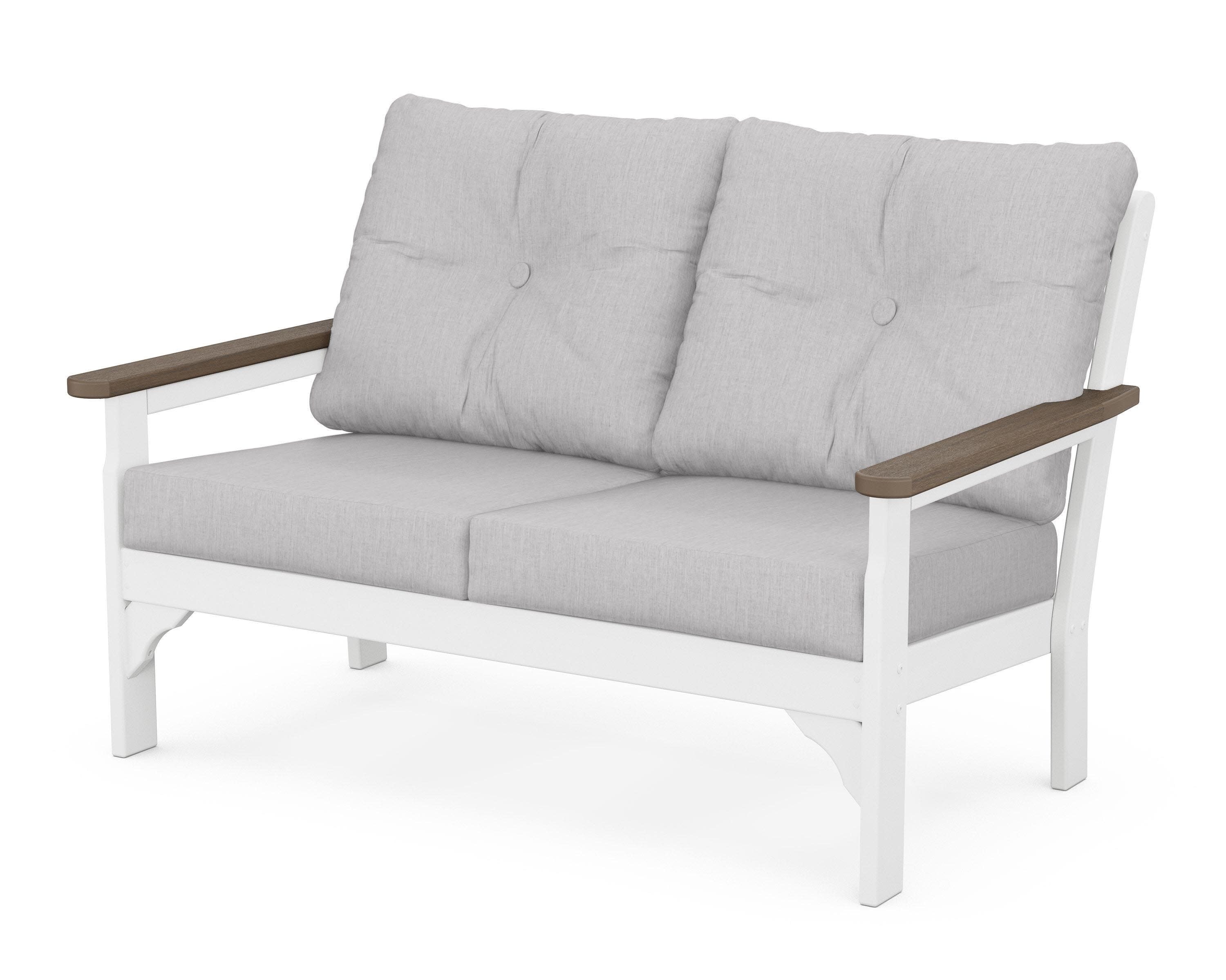 Vineyard Deep Seating Loveseat in White / Kona / Granite