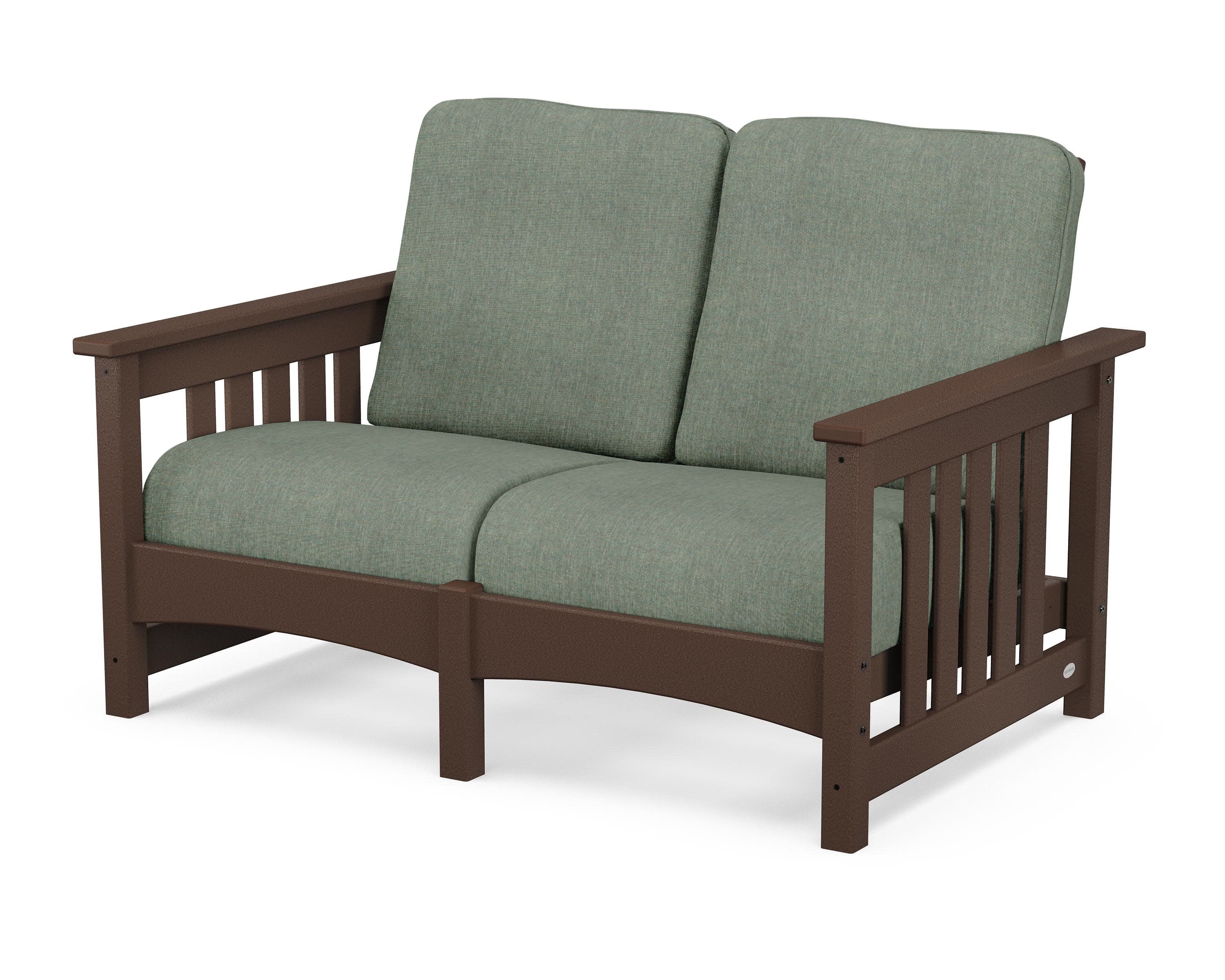 Club Mission Loveseat in Mahogany / Cast Sage