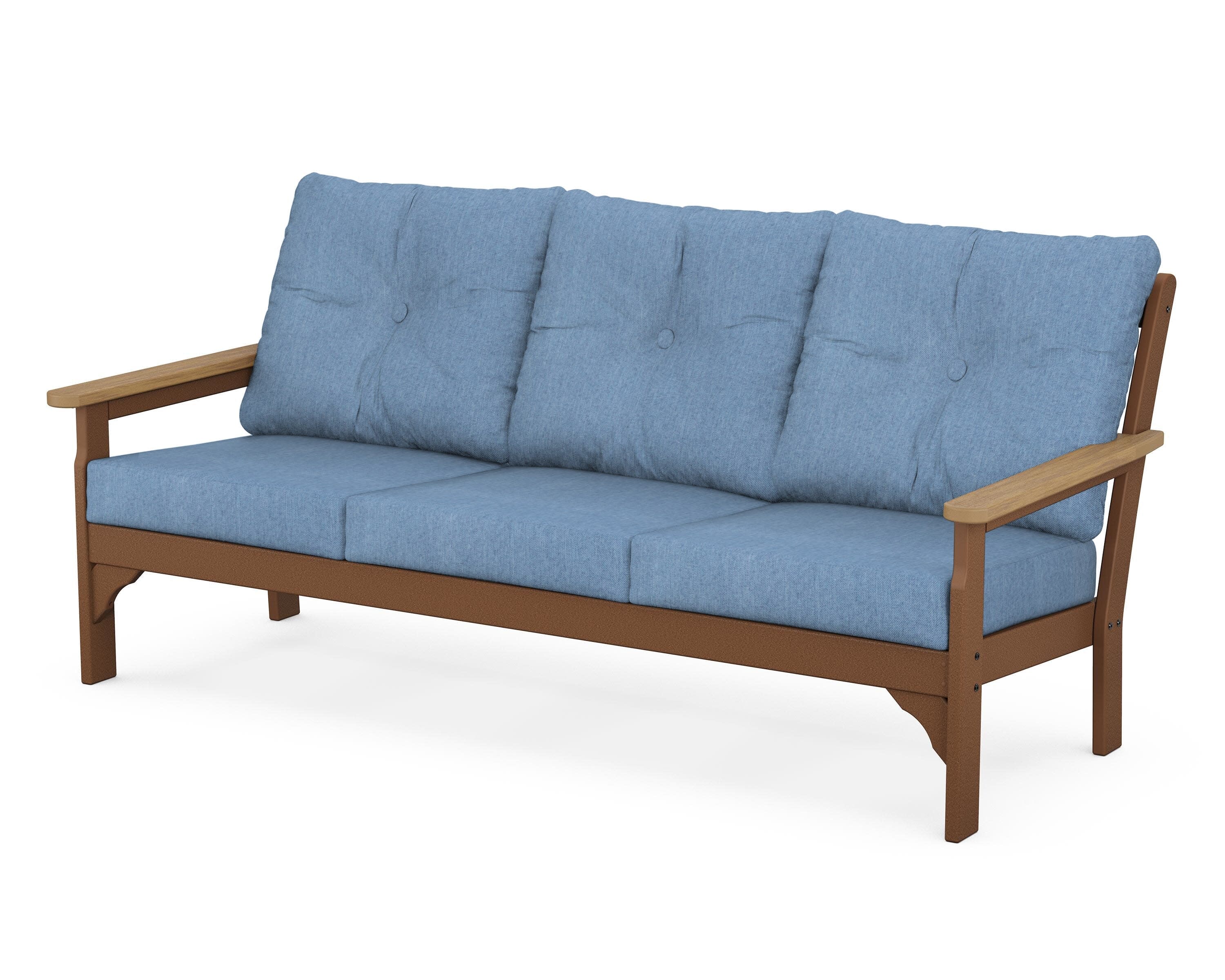 Vineyard Deep Seating Sofa in Teak / Natural / Sky Blue