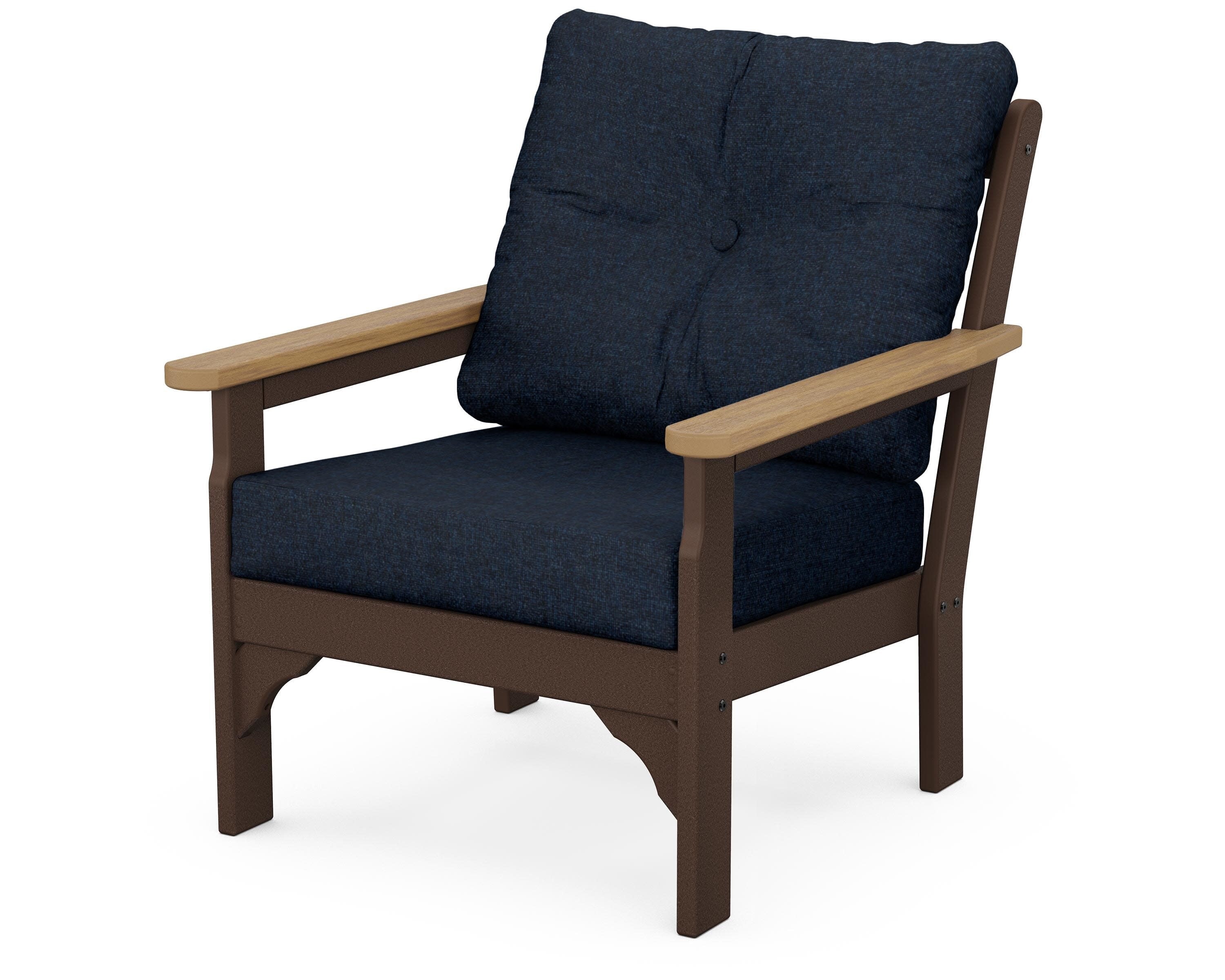 Vineyard Deep Seating Chair in Mahogany / Natural / Marine Indigo