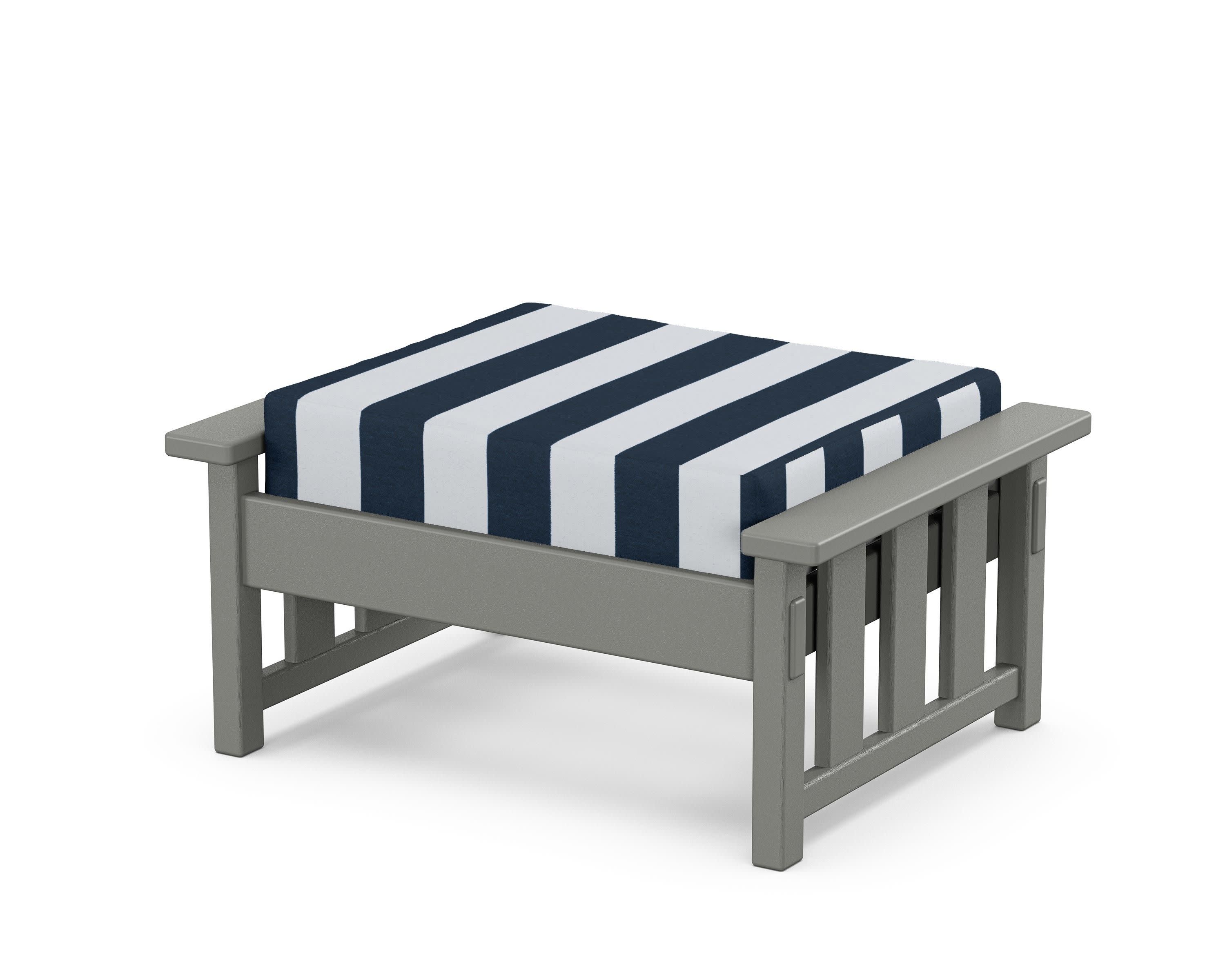 Acadia Deep Seating Ottoman in Slate Grey / Cabana Stripe Marine Indigo