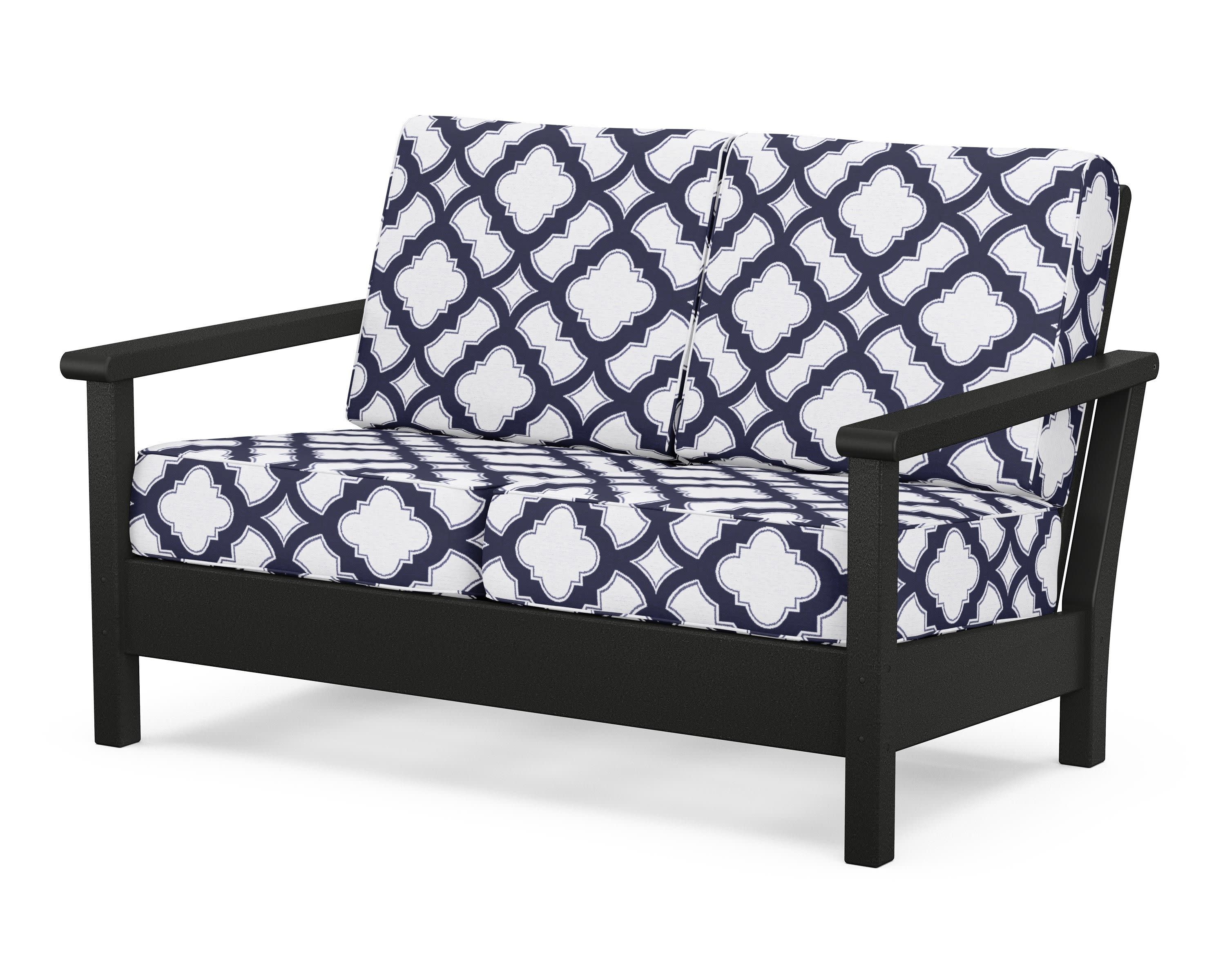 Harbour Deep Seating Loveseat in Black / Trellis Navy