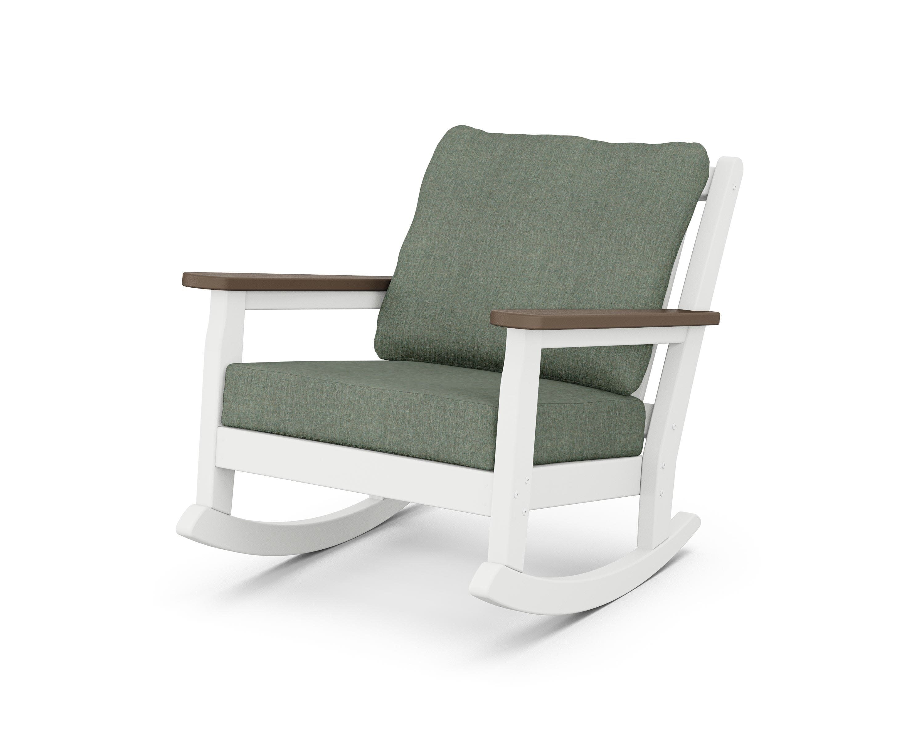 Chippendale Deep Seating Rocking Chair in White / Kona / Cast Sage