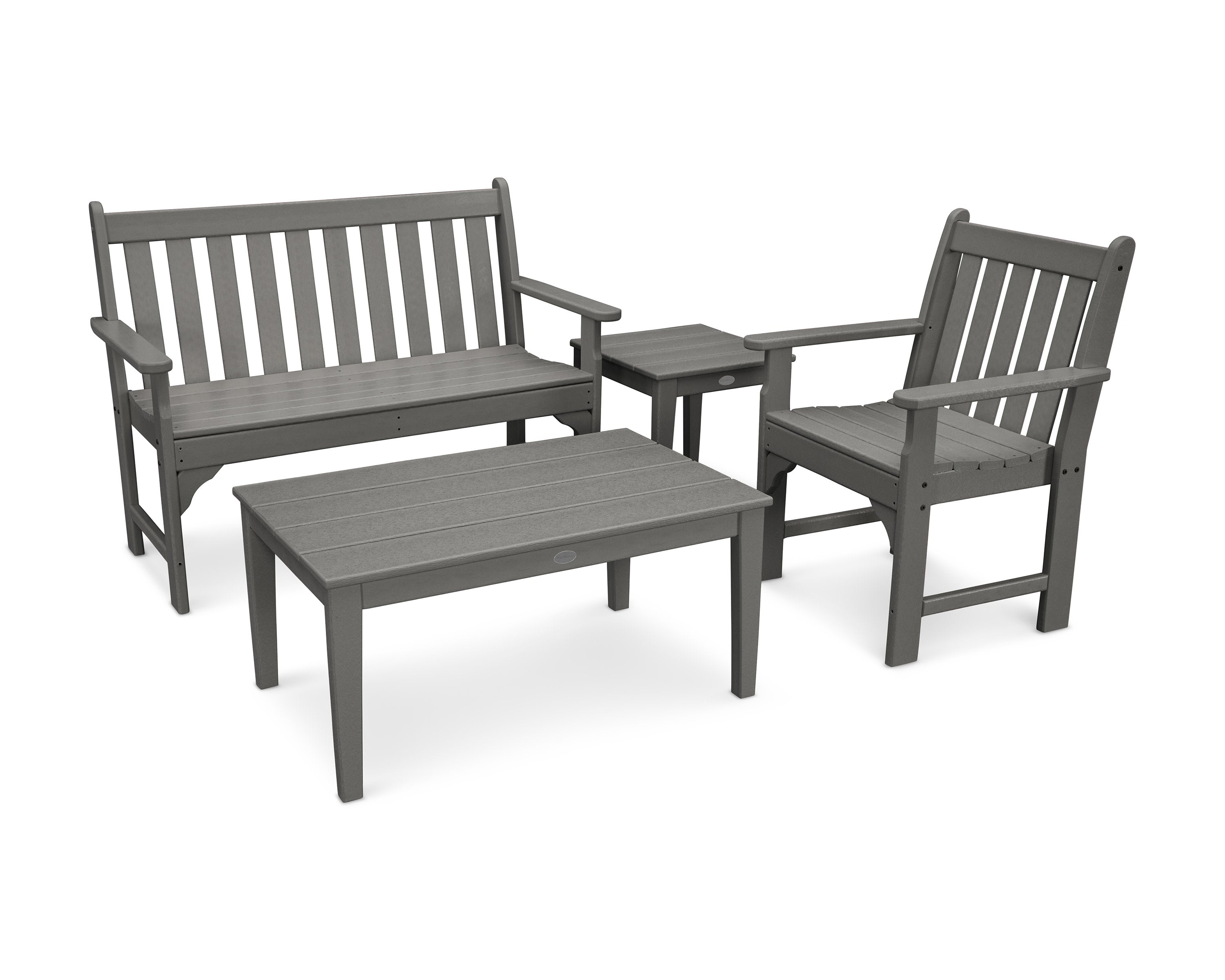 Vineyard 4-Piece Bench Seating Set in Slate Grey