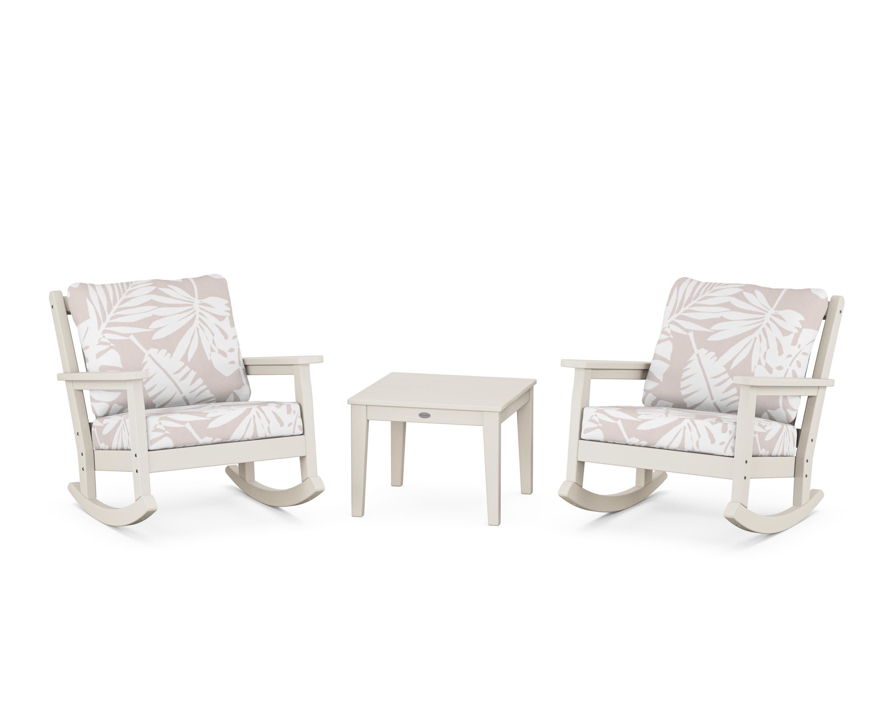 Chippendale 3-Piece Deep Seating Rocker Set in Sand / Leaf Dune Burlap