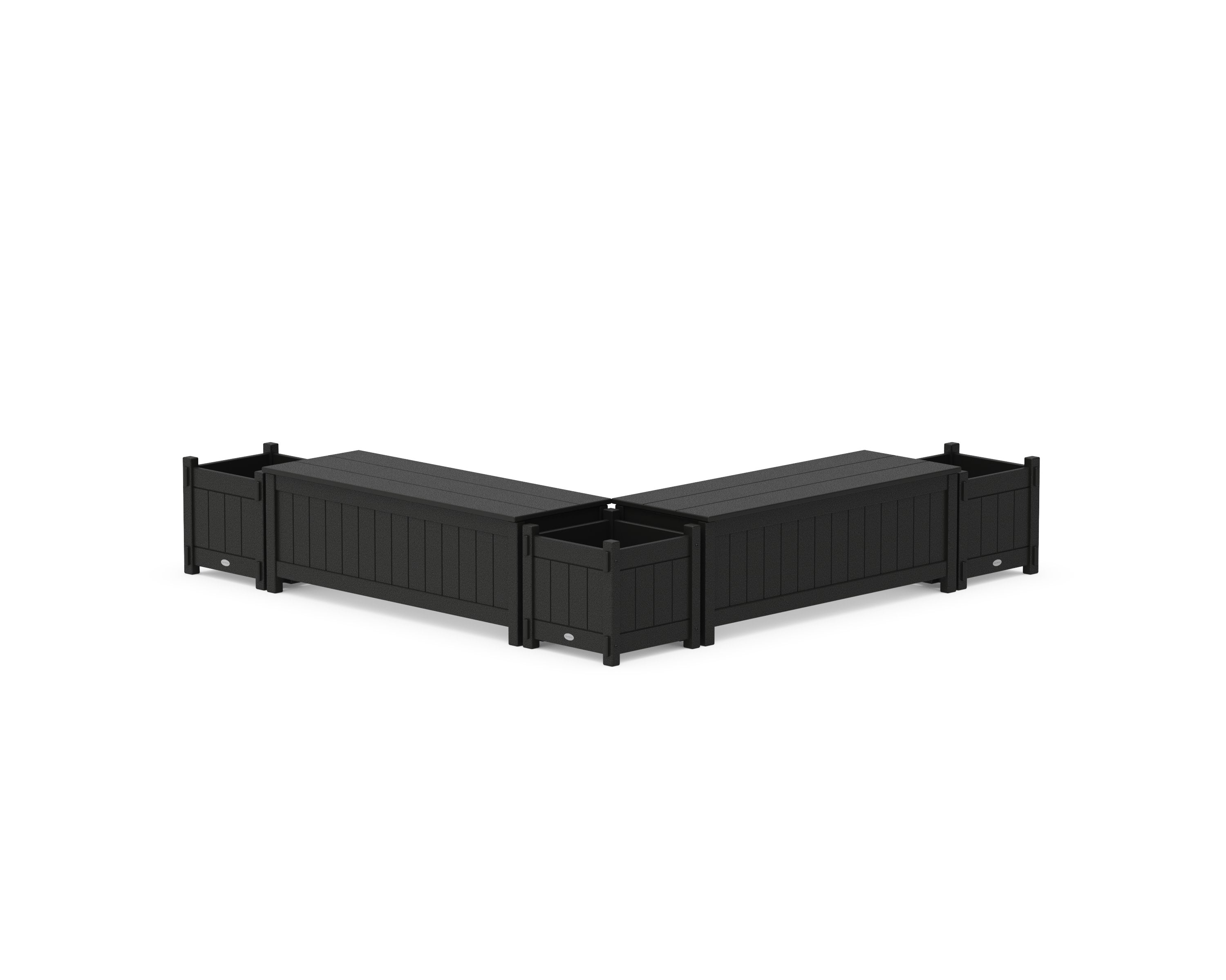 48" Vineyard L- Shaped Planter Storage Bench Corner Set in Black