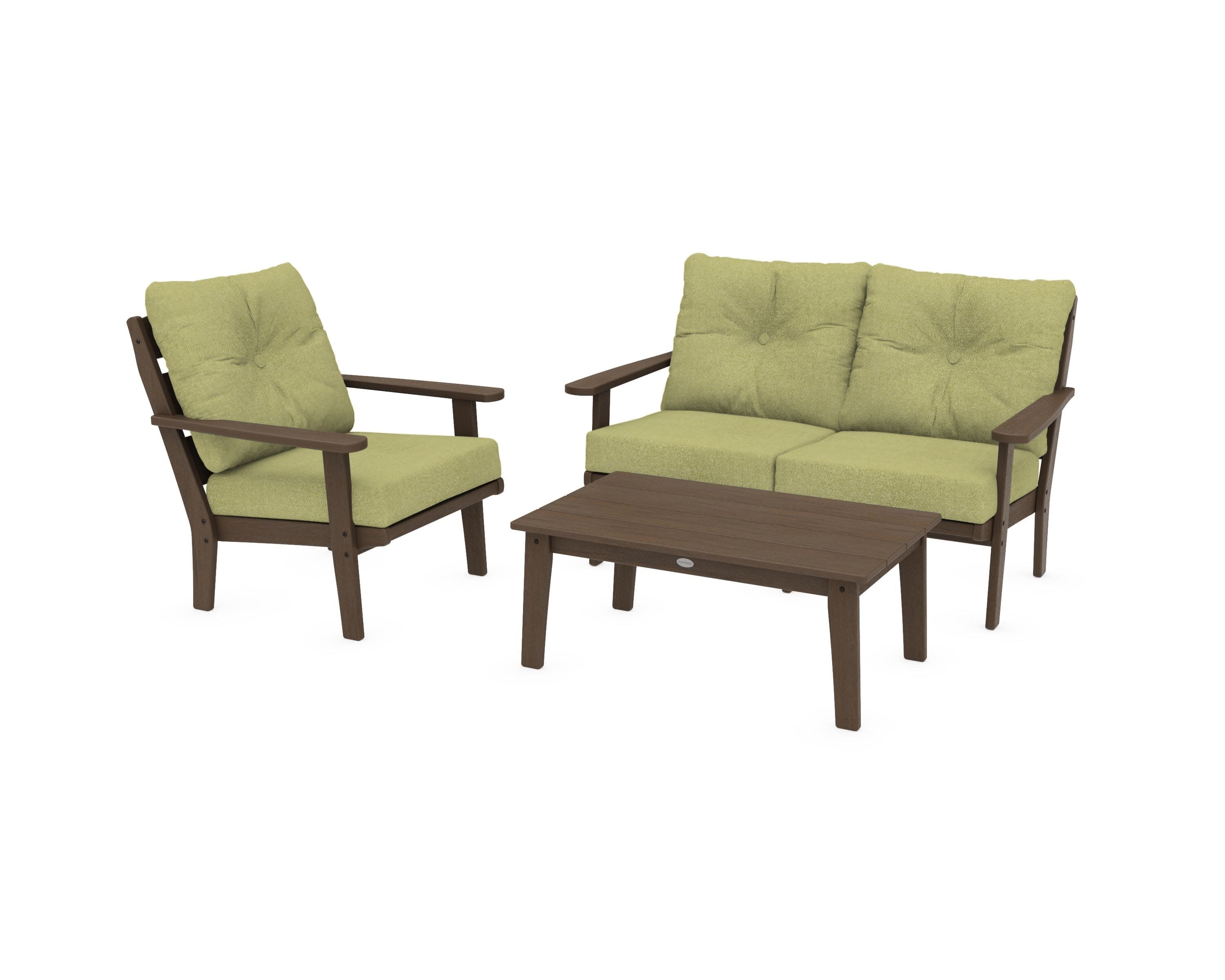 Lakeside 3-Piece Deep Seating Set in Kona / Chartreuse Boucle