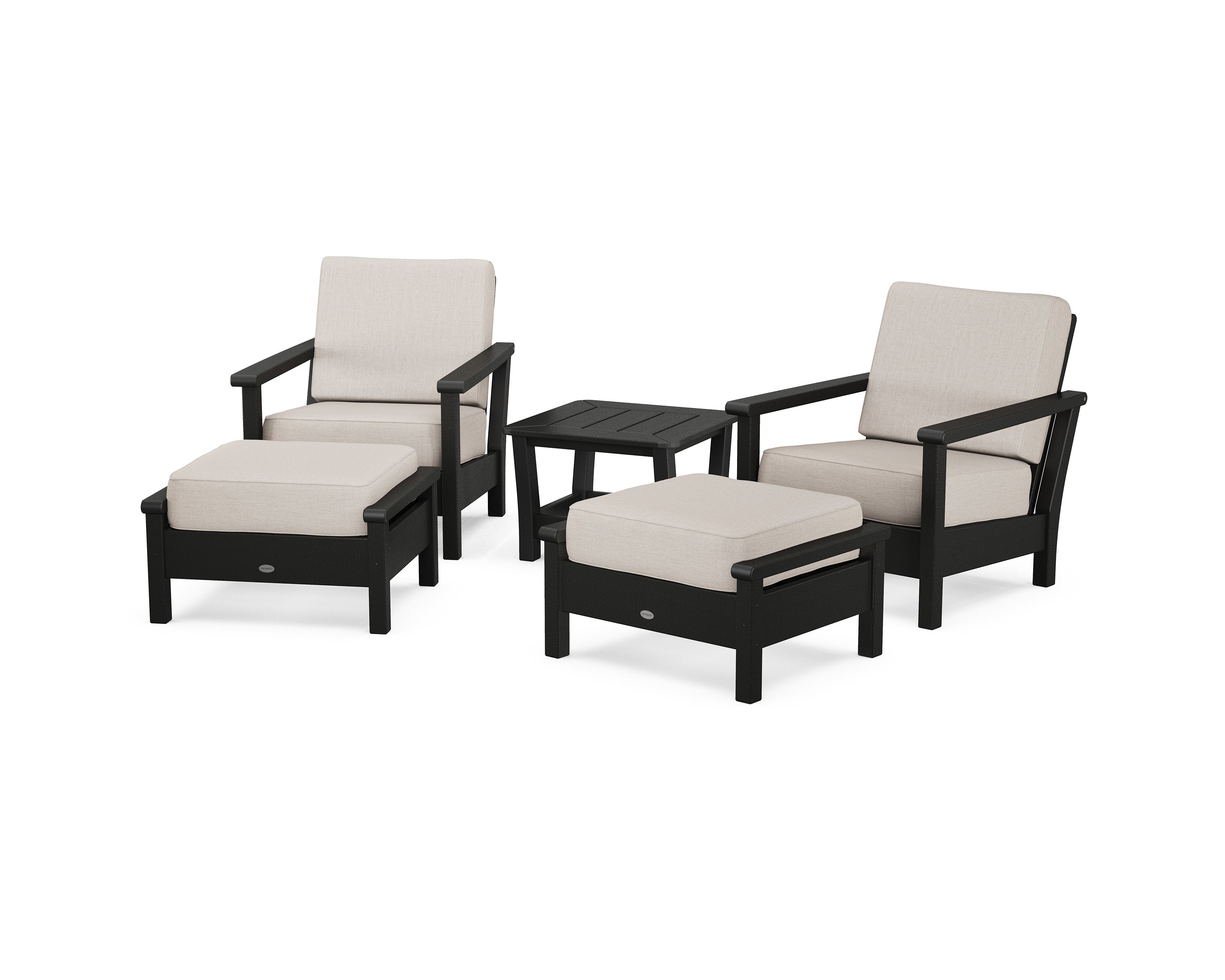 Harbour 5-Piece Deep Seating Chair Set in Black / Cast Ash