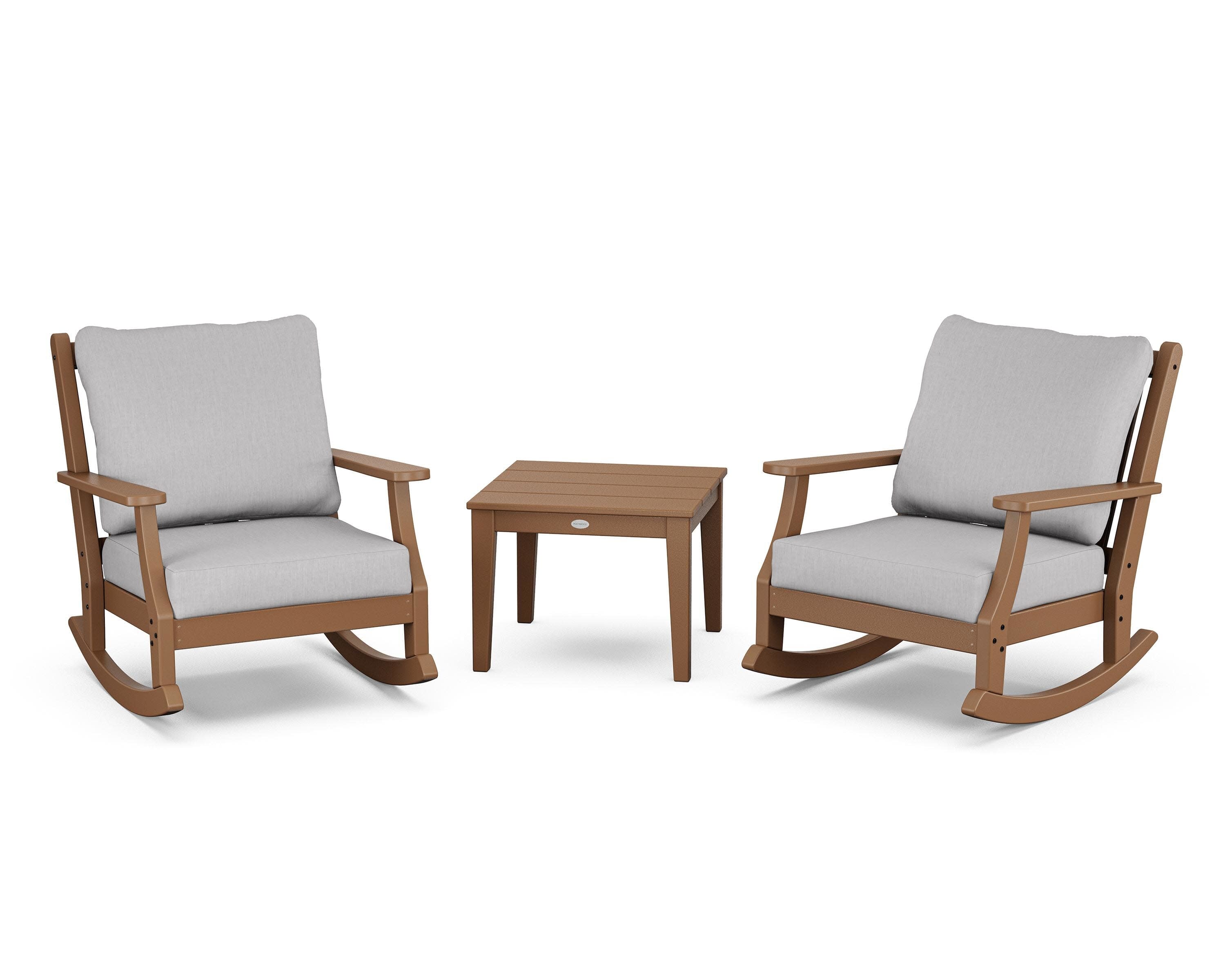 Wovendale 3-Piece Deep Seating Rocker Set in Teak / Granite