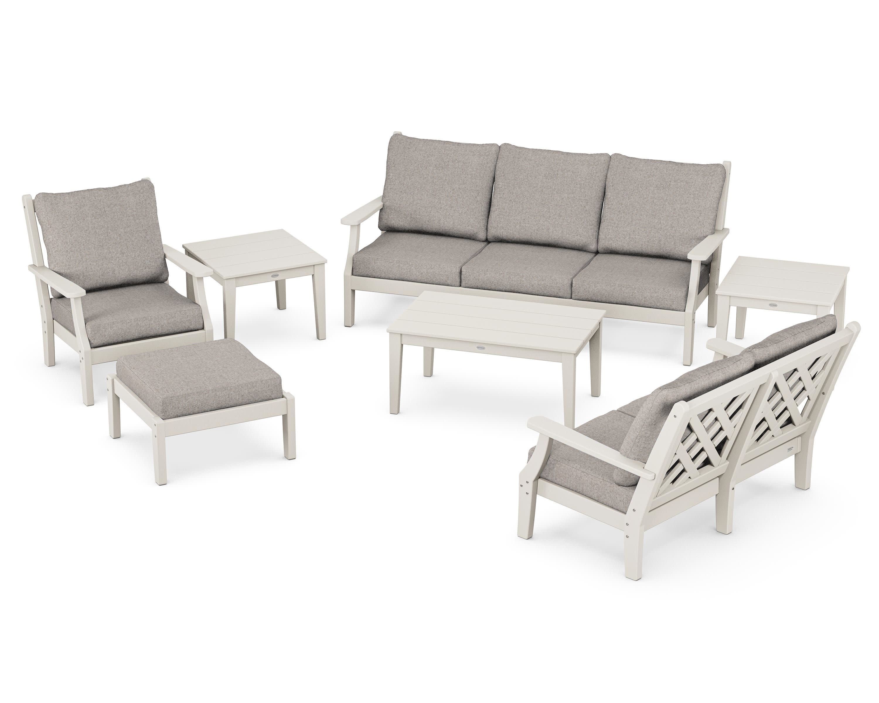 Wovendale 7-Piece Deep Seating Set in Sand / Weathered Tweed