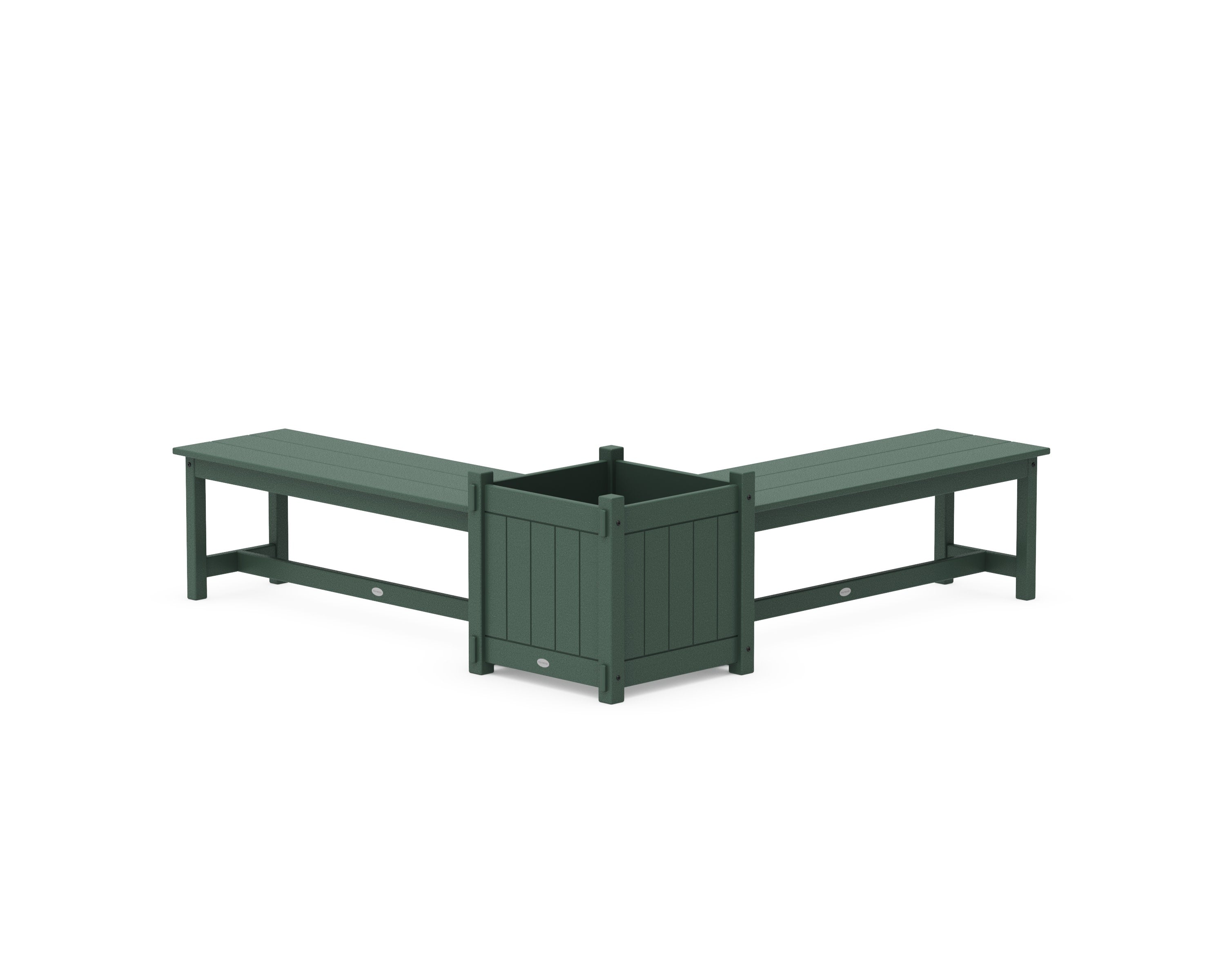 48" Vineyard L- Shaped Planter Bench Set- Large in Green