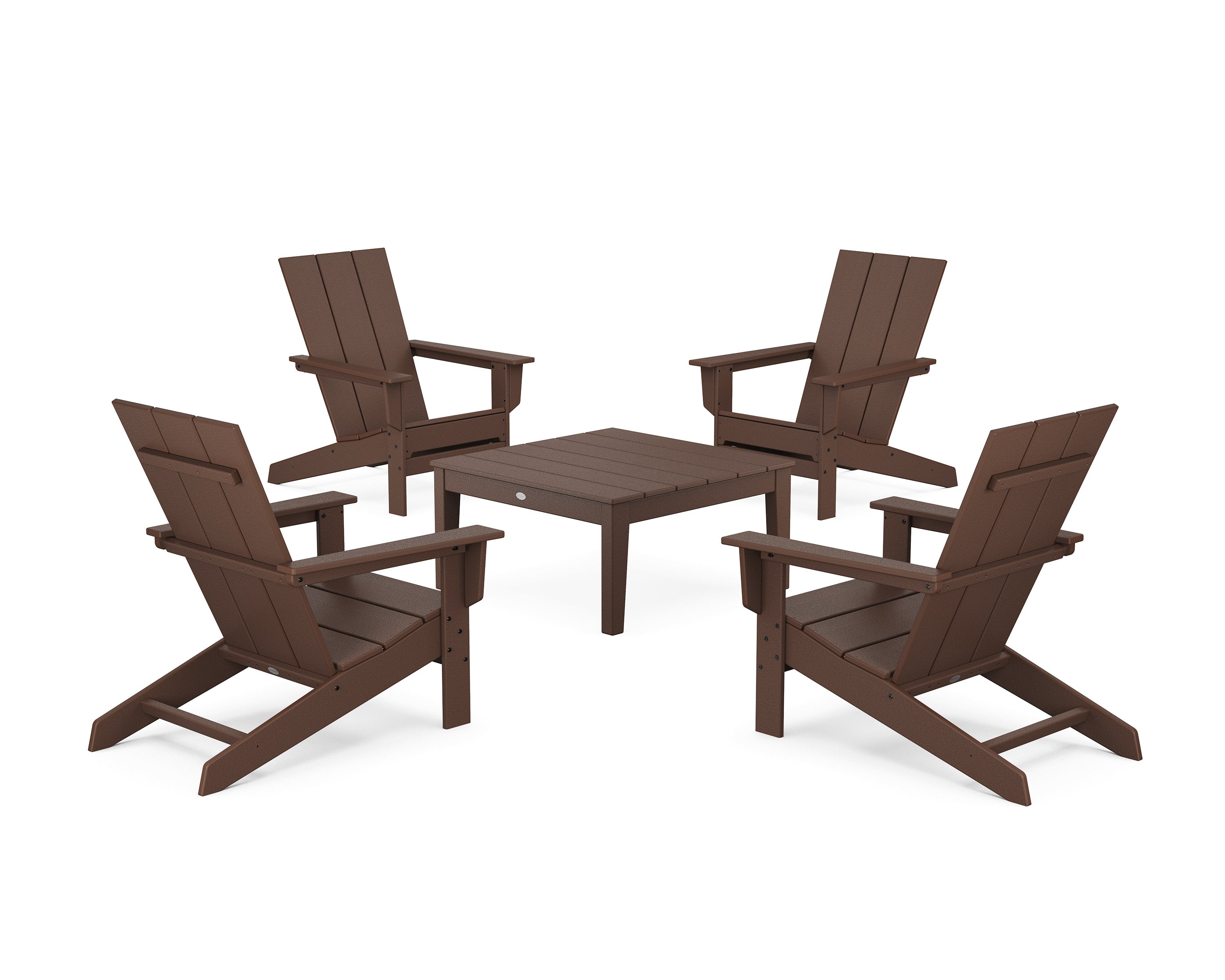 5-Piece Modern Studio Adirondack Chair Conversation Group in Mahogany