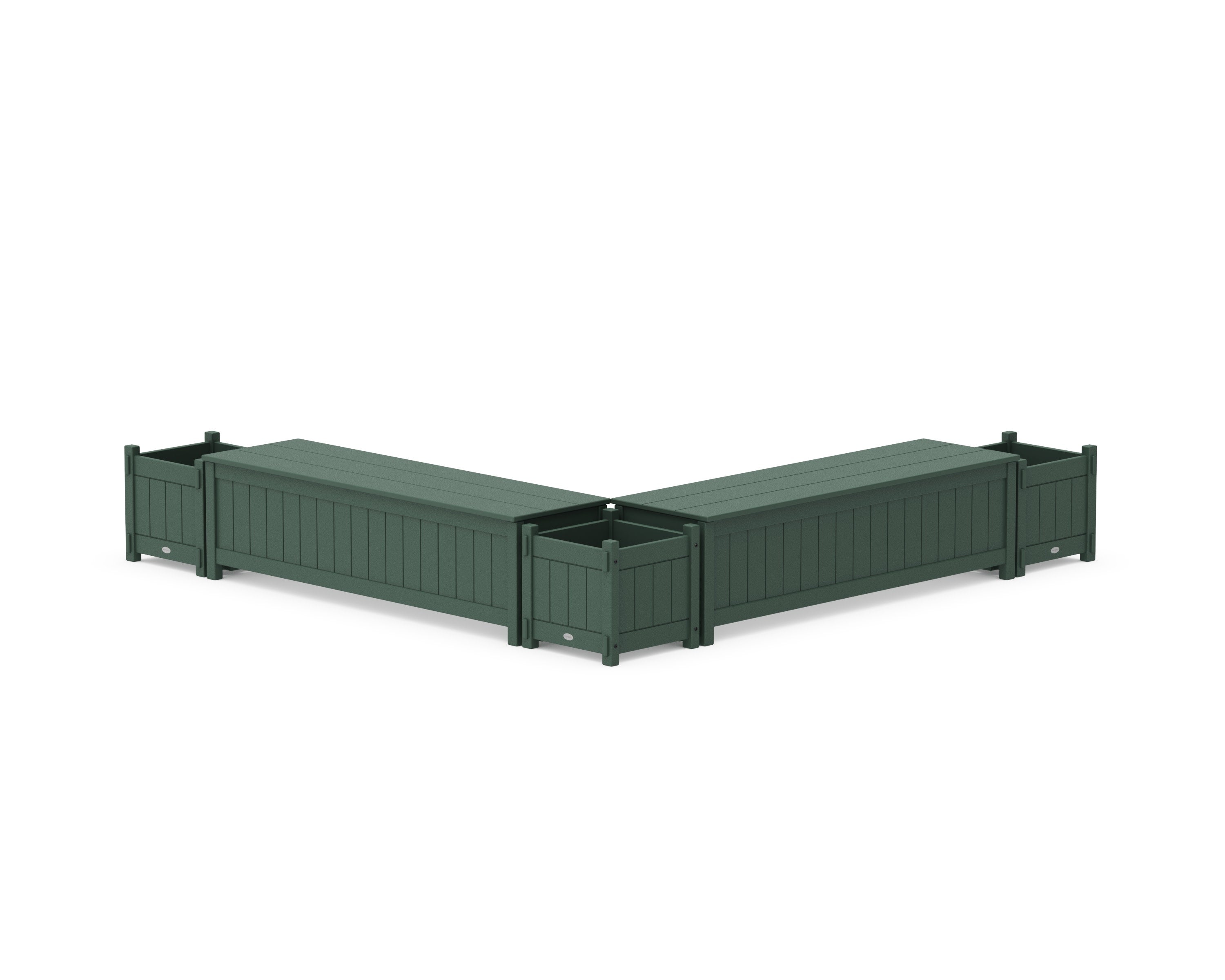 60" Vineyard L- Shaped Planter Storage Bench Corner Set in Green