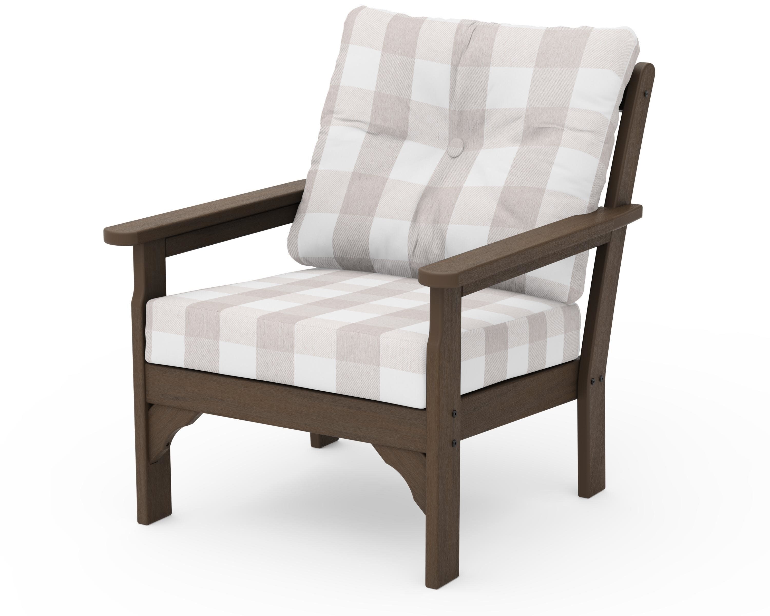 Vineyard Deep Seating Chair in Kona / Buffalo Plaid Dune Burlap