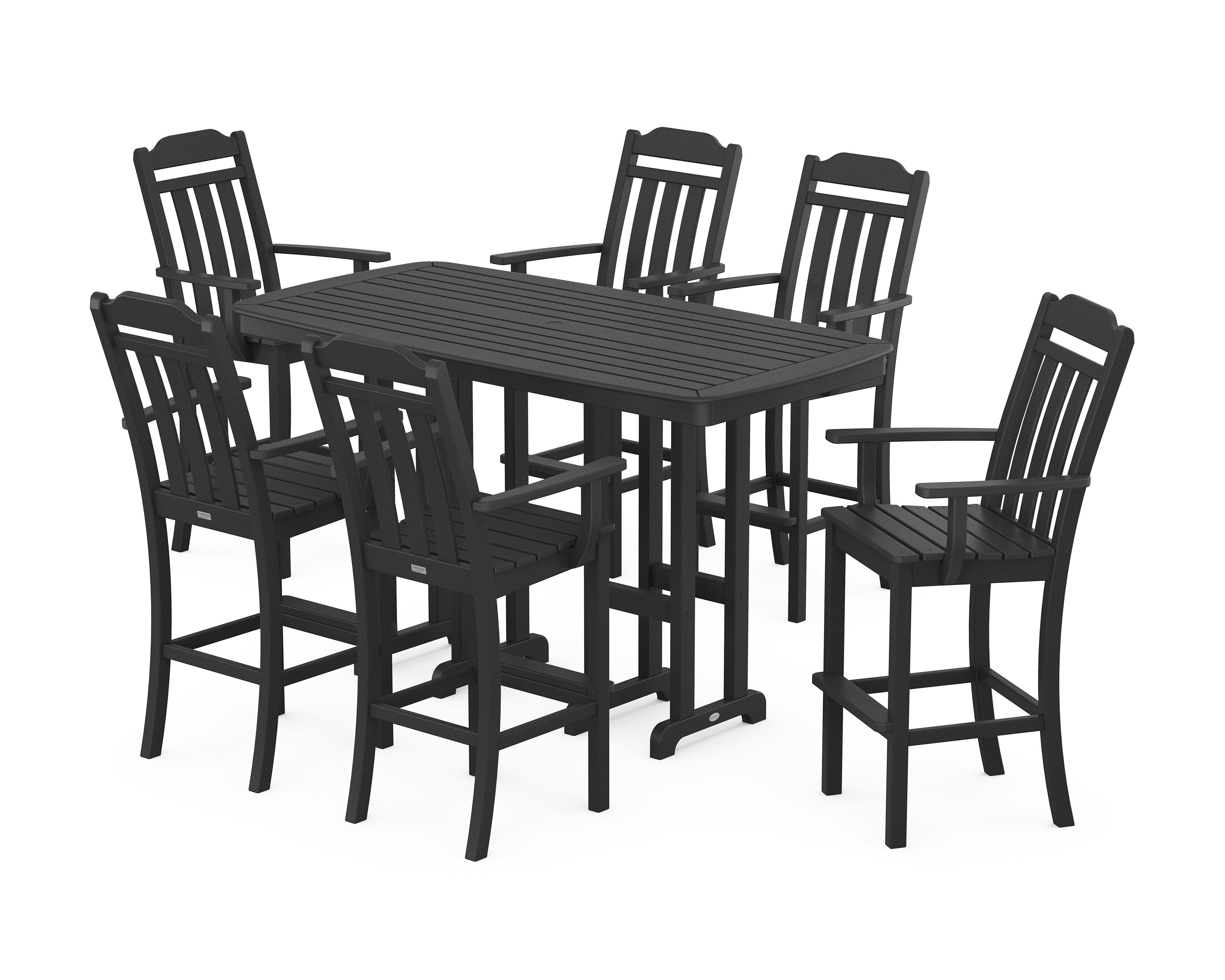 Cottage Arm Chair 7-Piece Bar Set in Black