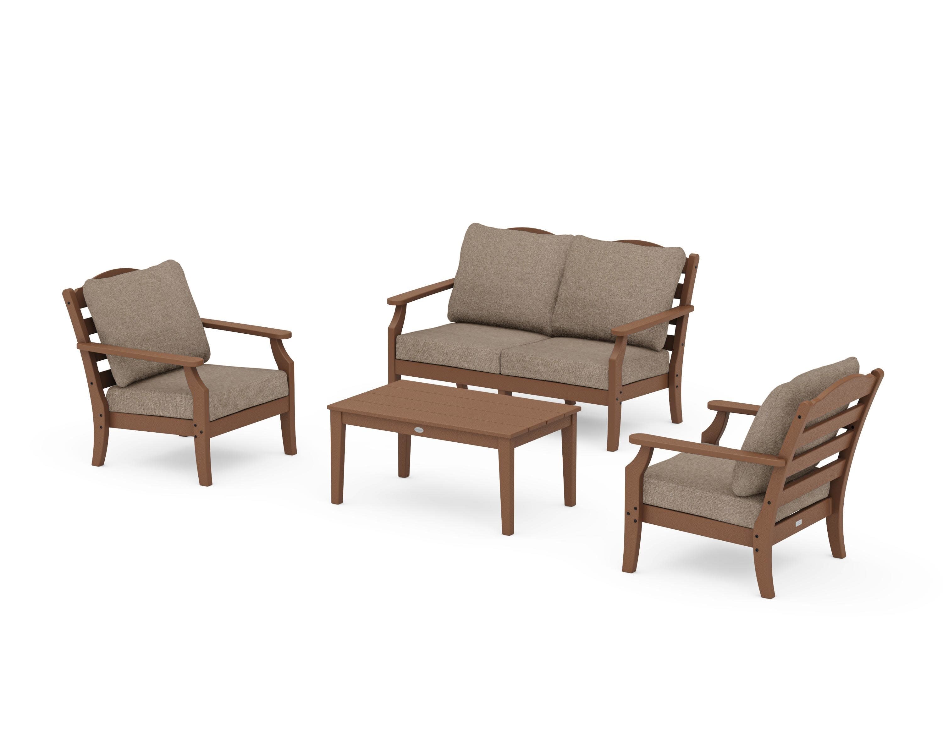 Savannah 4-Piece Deep Seating Set with Loveseat in Teak / Spiced Burlap