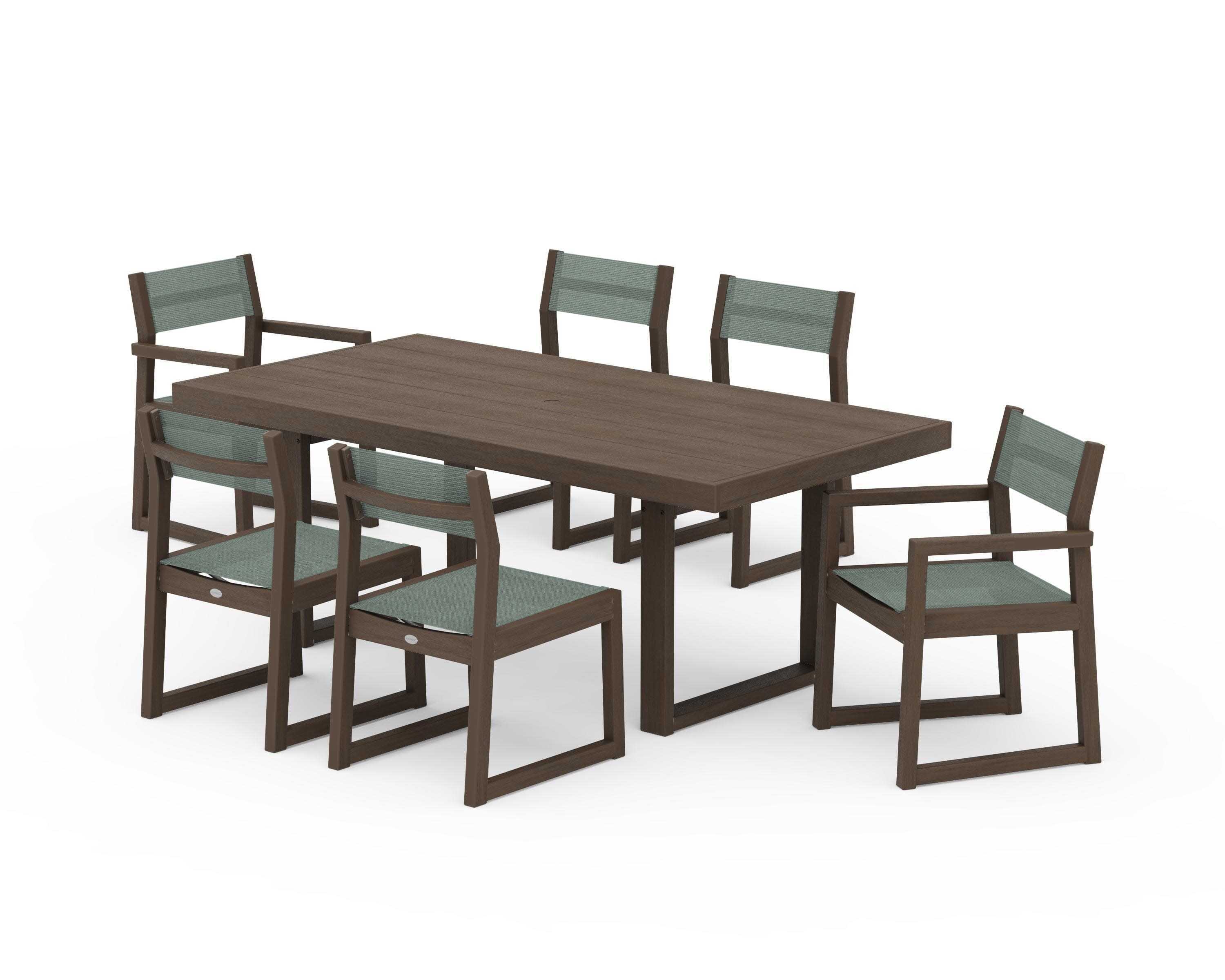 EDGE Sling 7-Piece Dining Set in Kona / Dupioni Sea Mist Sling