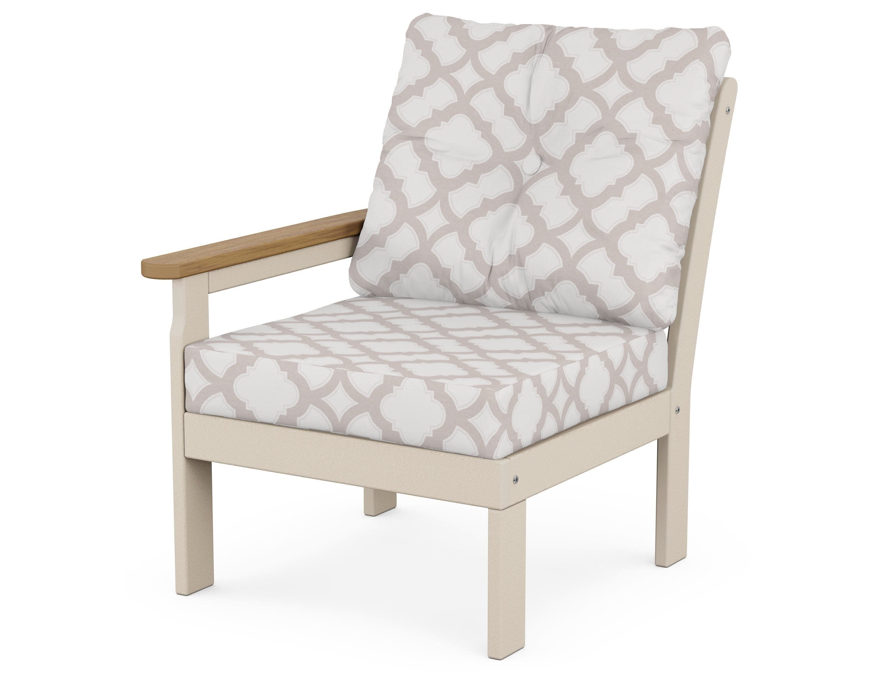 Vineyard Modular Left Arm Chair in Sand / Natural / Trellis Dune Burlap