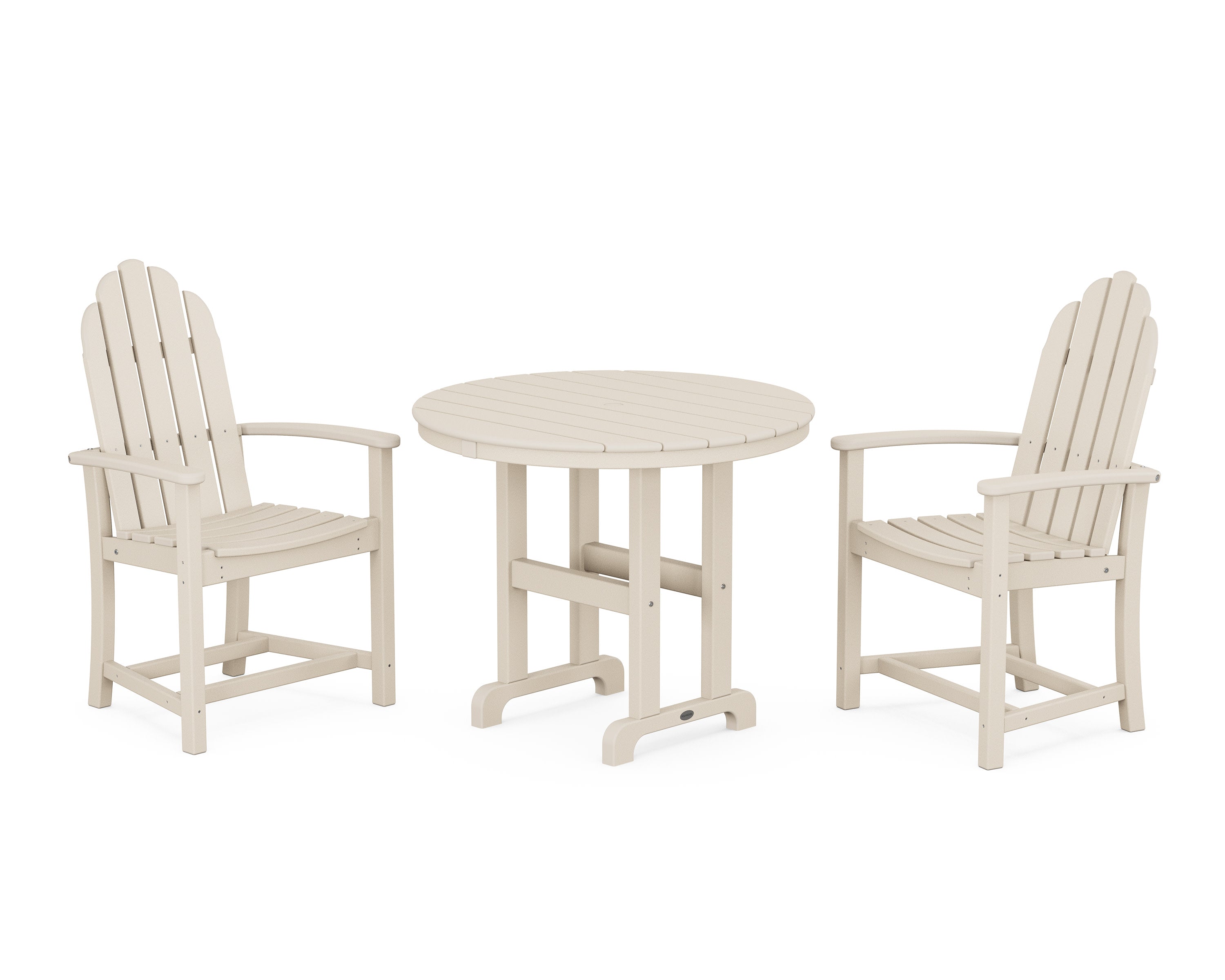 Classic Adirondack 3-Piece Round Dining Set in Sand