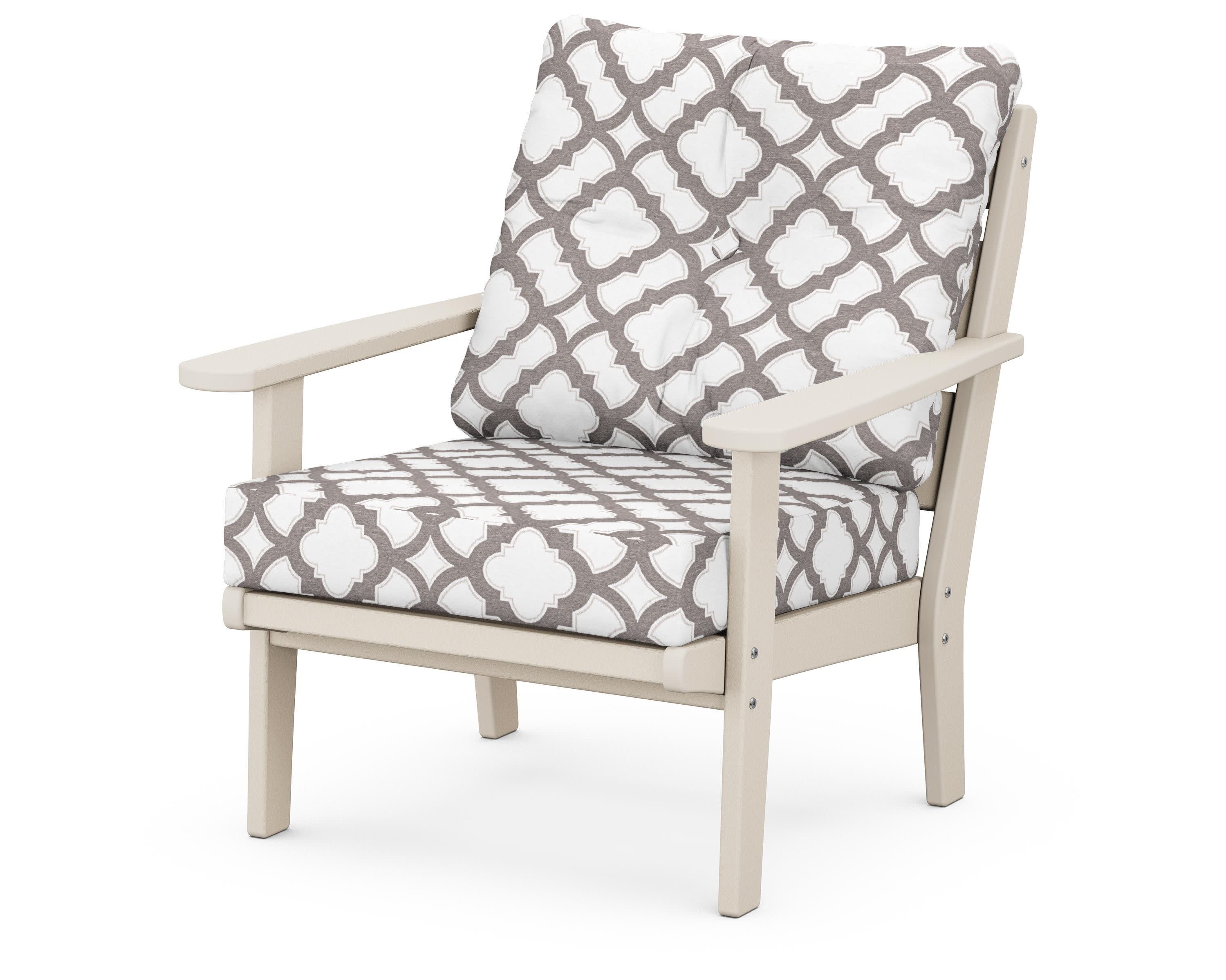 Lakeside Deep Seating Chair in Sand / Trellis Grey Mist