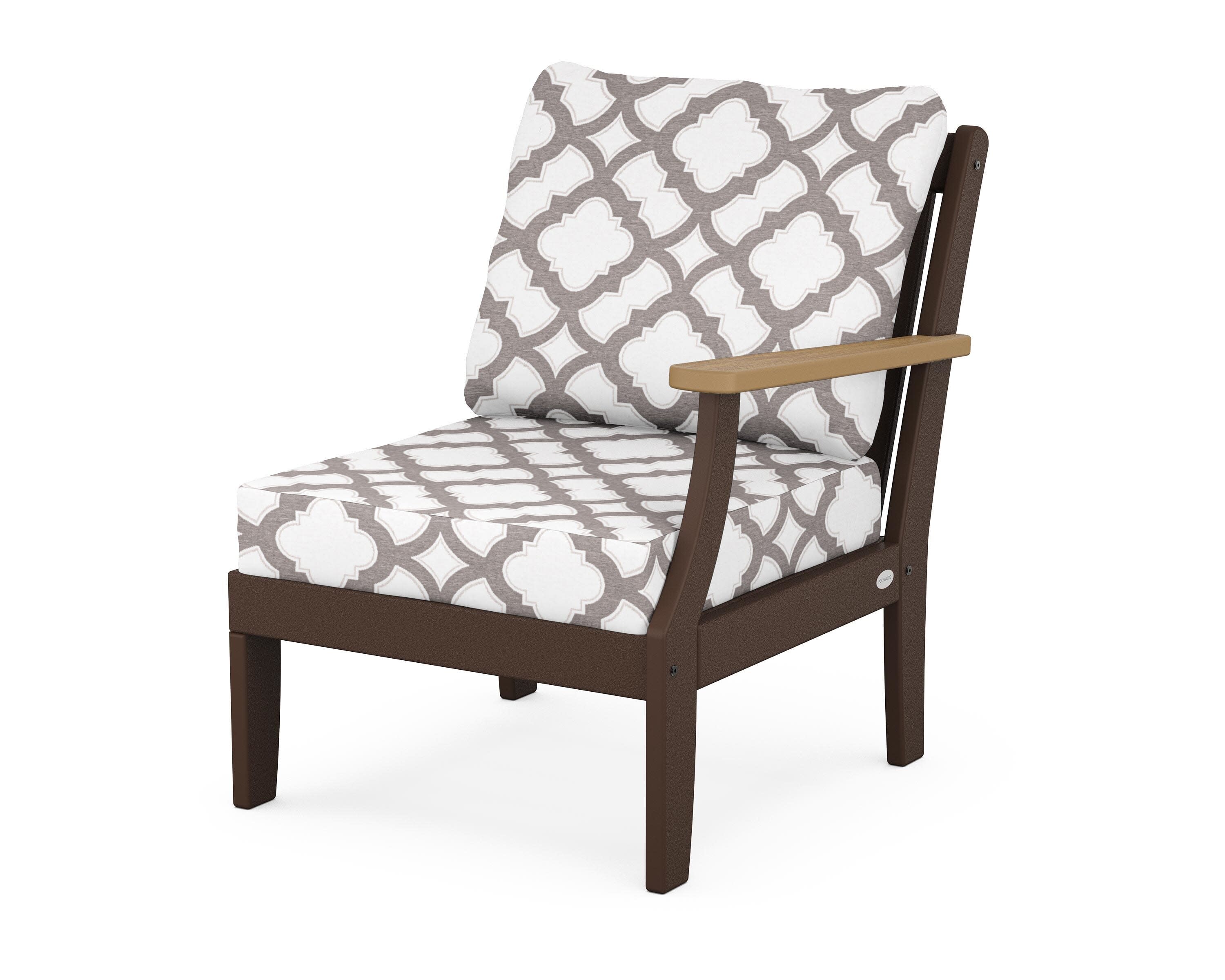 Braxton Modular Right Arm Chair in Mahogany / Natural / Trellis Grey Mist