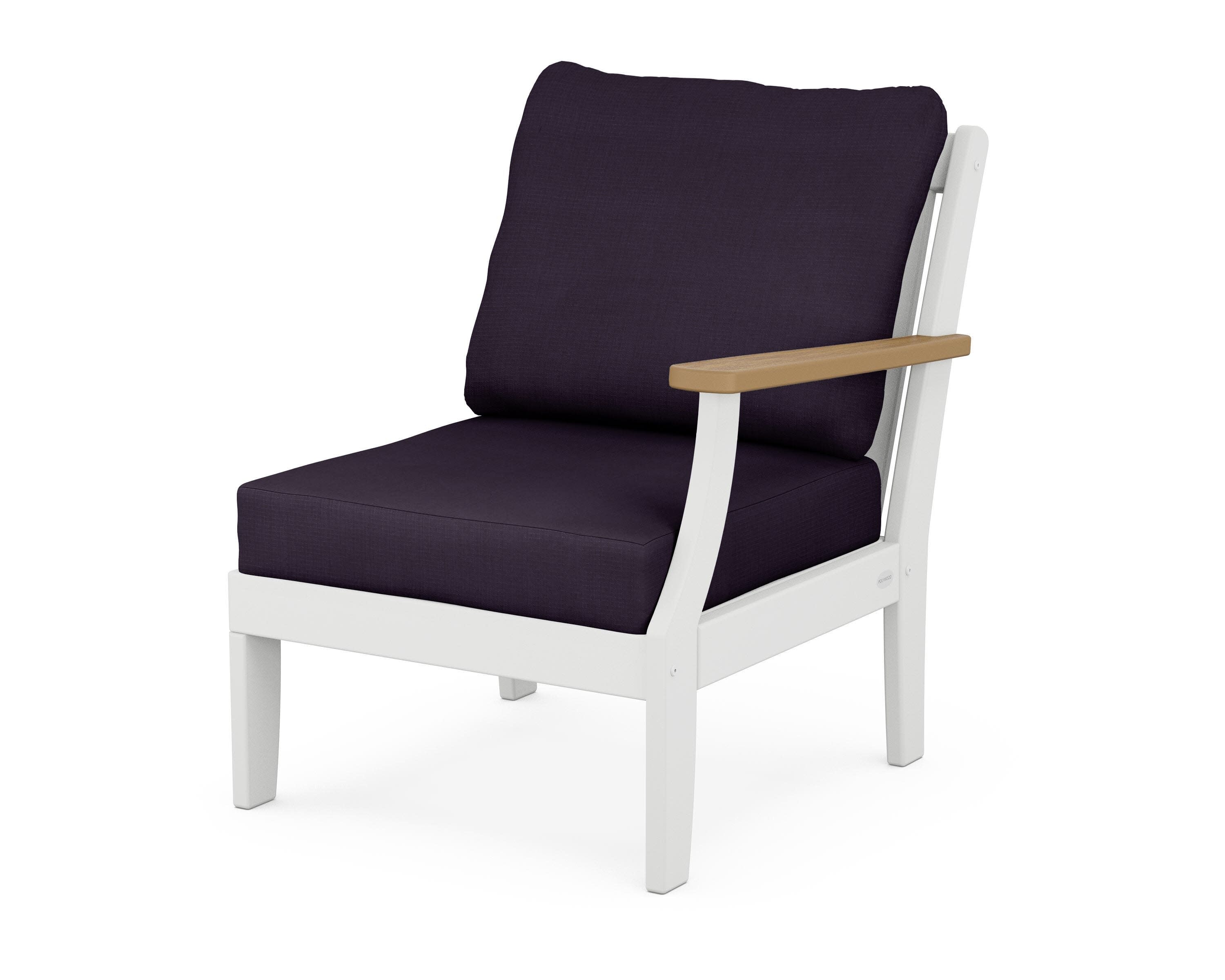Braxton Modular Right Arm Chair in White / Natural / Navy Linen