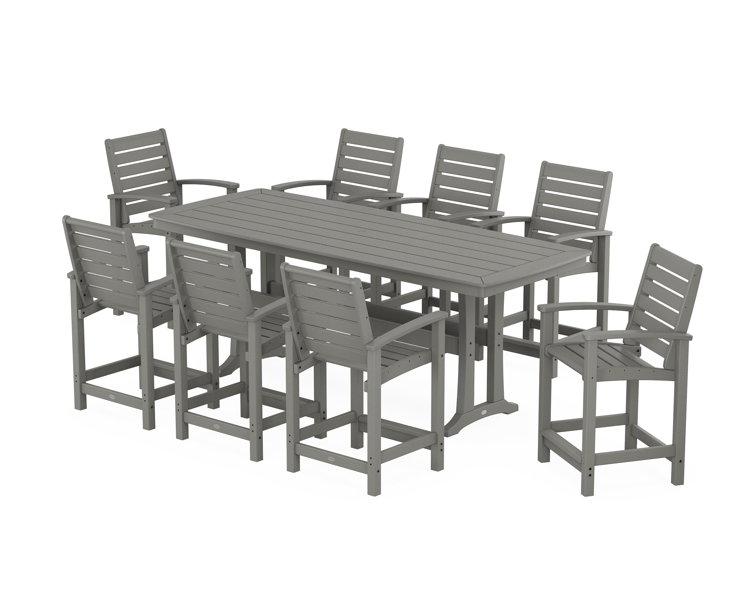 Signature 9-Piece Counter Set with Trestle Legs in Slate Grey