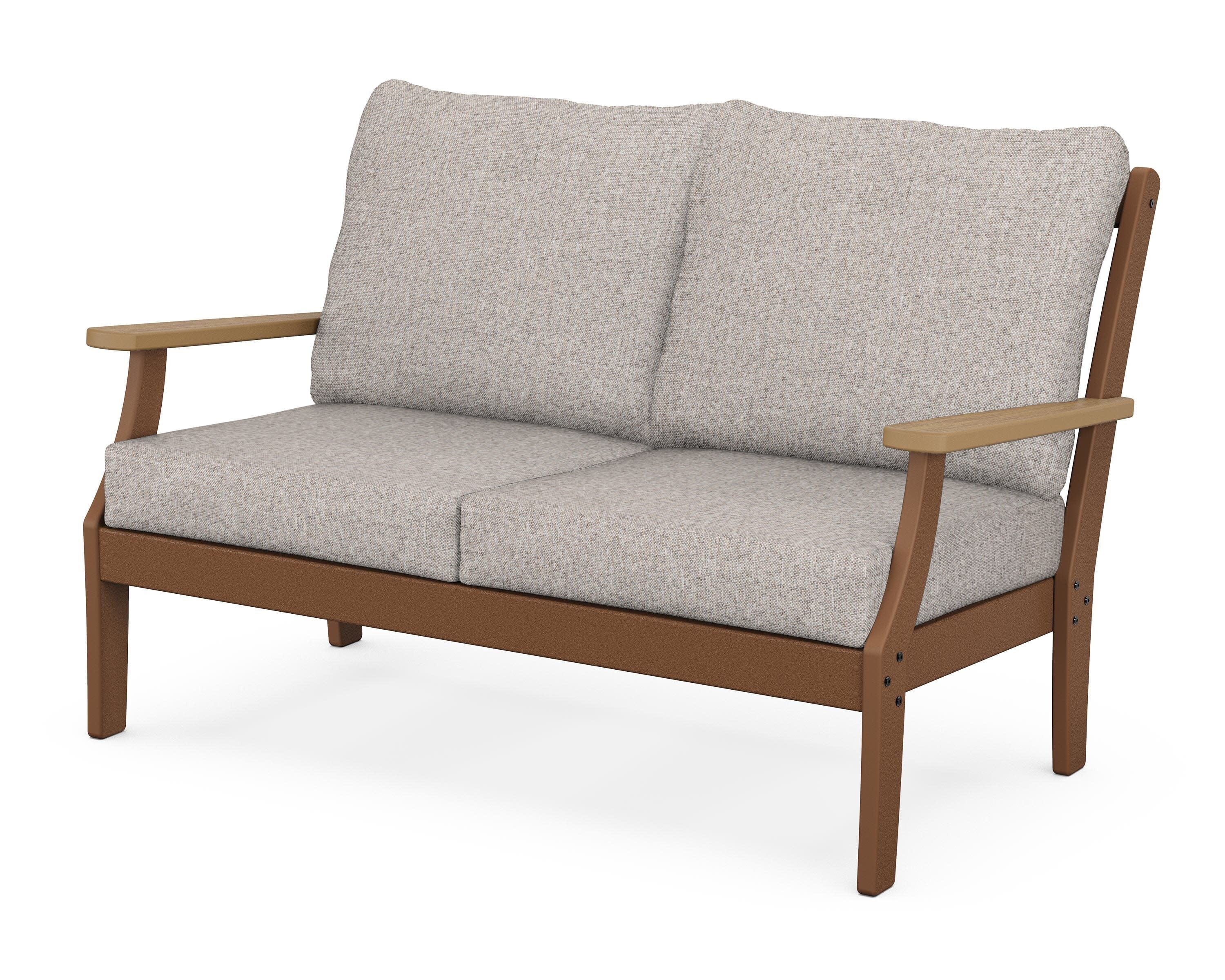 Braxton Deep Seating Loveseat in Teak / Natural / Weathered Tweed