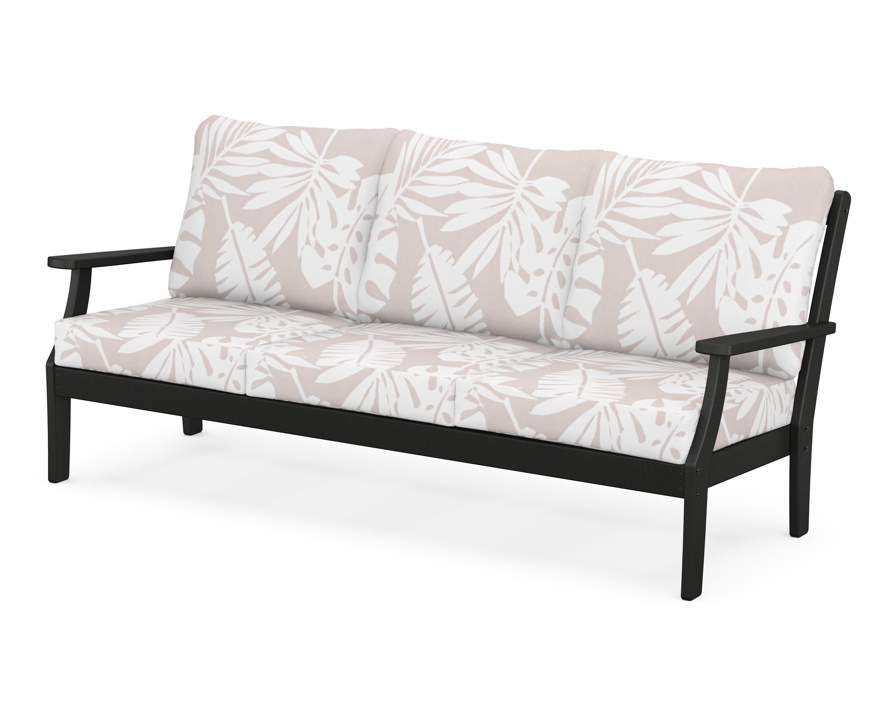 Braxton Deep Seating Sofa in Black / Leaf Dune Burlap