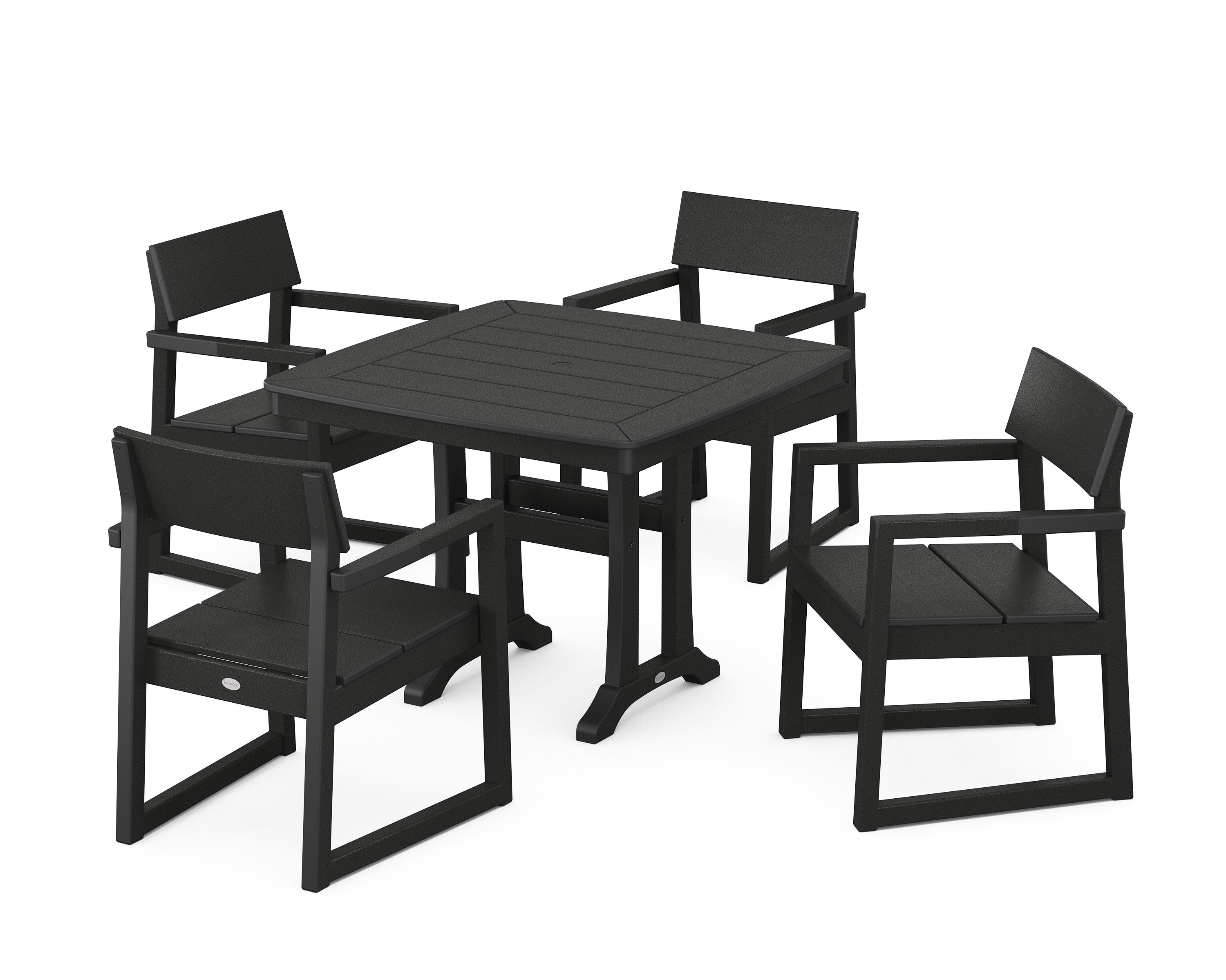 EDGE 5-Piece Dining Set with Trestle Legs in Black